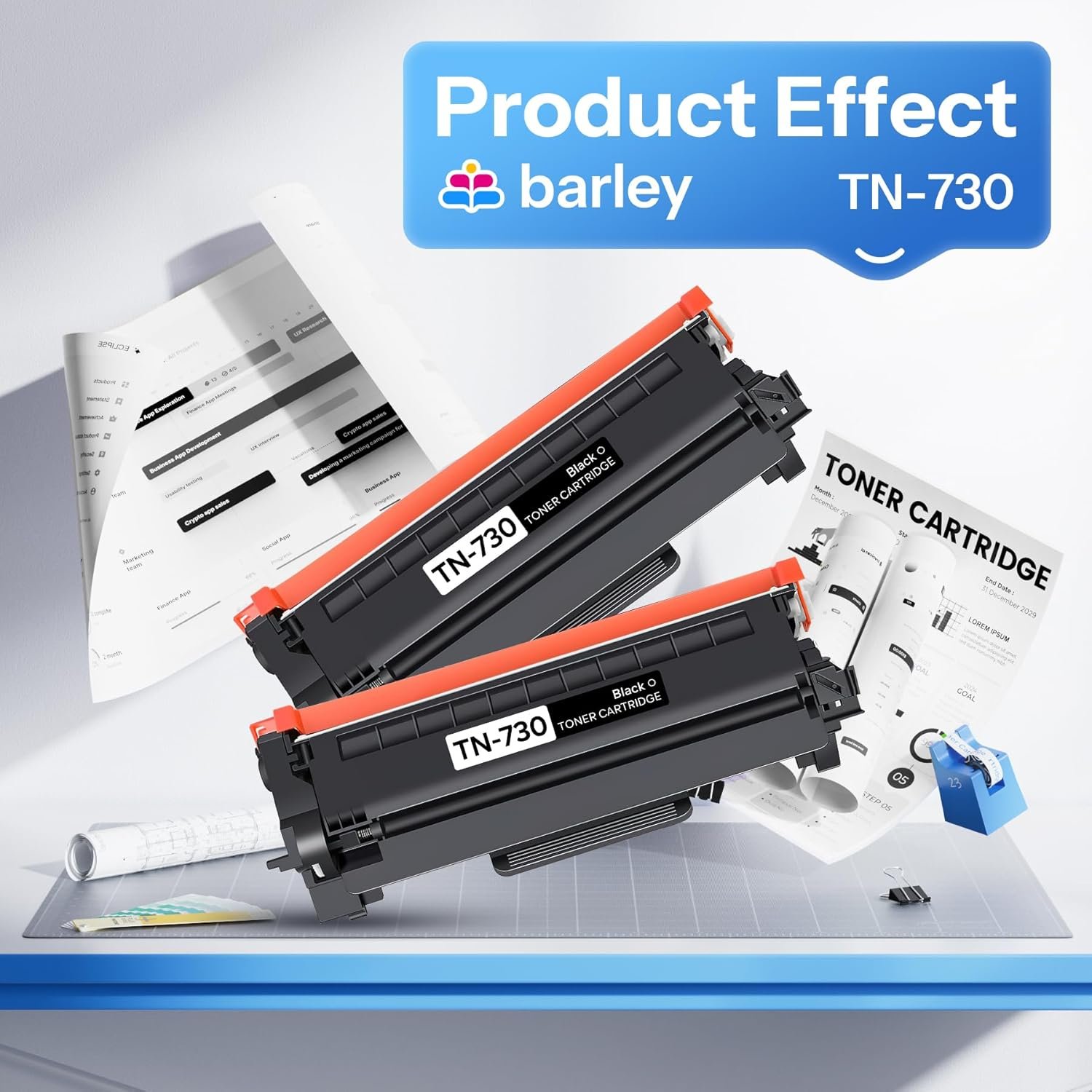 TN730 TN-730兼容黑色碳粉盒2装 留学生熬夜赶due打印利器 租房高效输出论文作业省心无忧