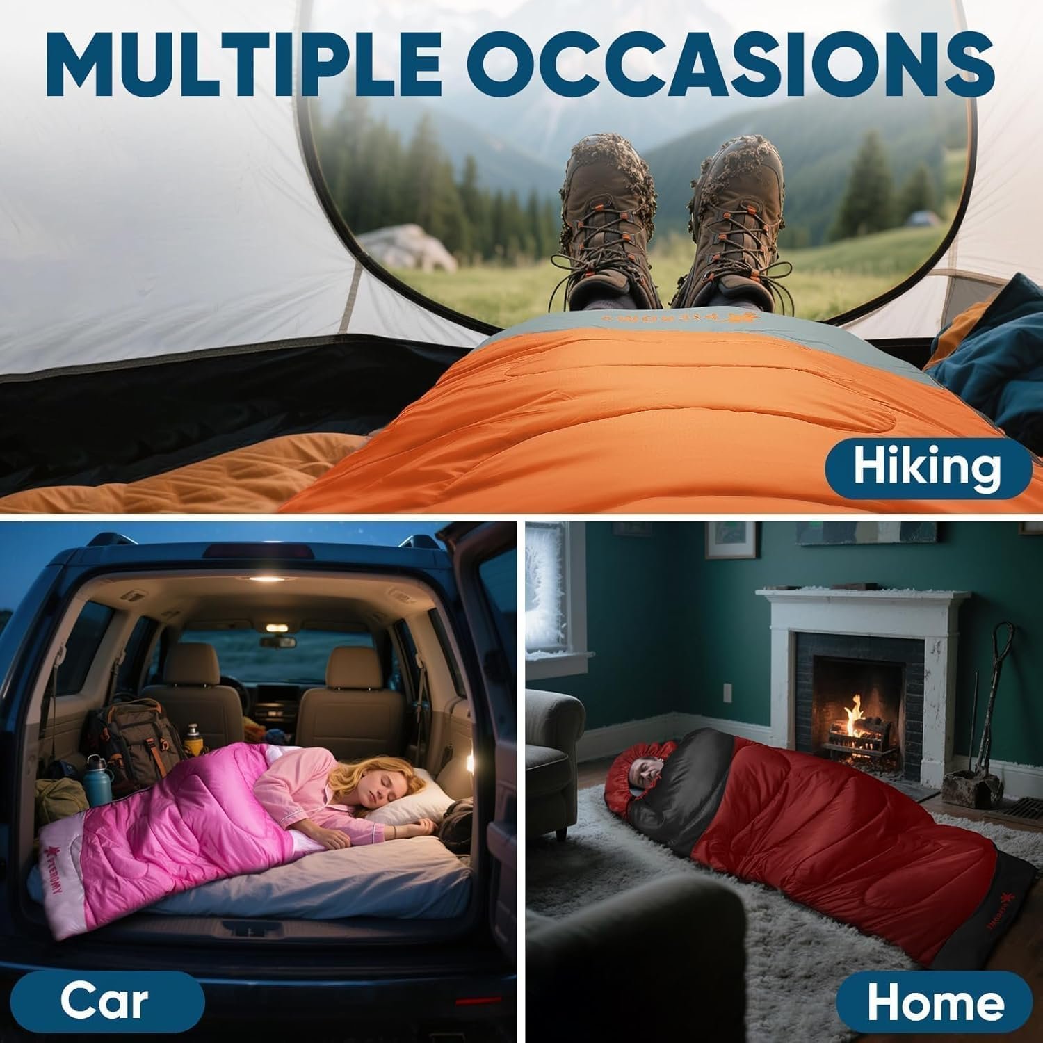 成人轻便睡袋，留学生海外旅行露营暖睡利器，机洗防水四季通用易携不占行李