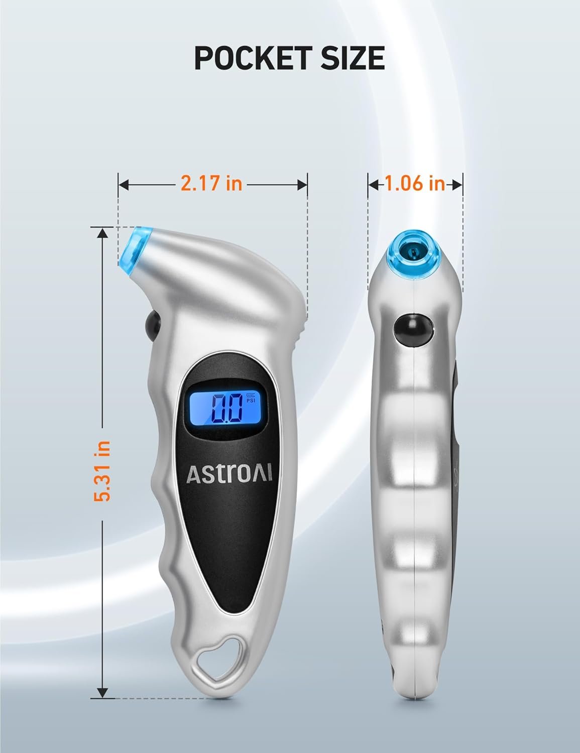 数字轮胎压力计 0-150PSI 精准0.1增量 背光LCD Presta阀适配器 4单位切换 留学生海外租车自驾神器 精准测压防爆胎省油安心长途