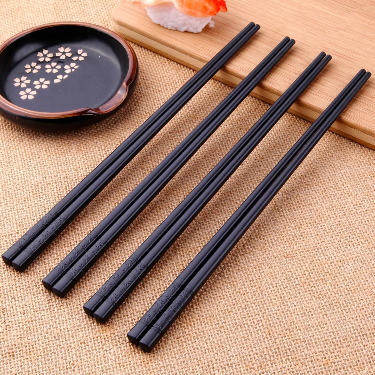 留学生海外自煮不打滑神器：玻璃纤维可重复使用筷子 洗碗机安全5对礼品套装9.5英寸