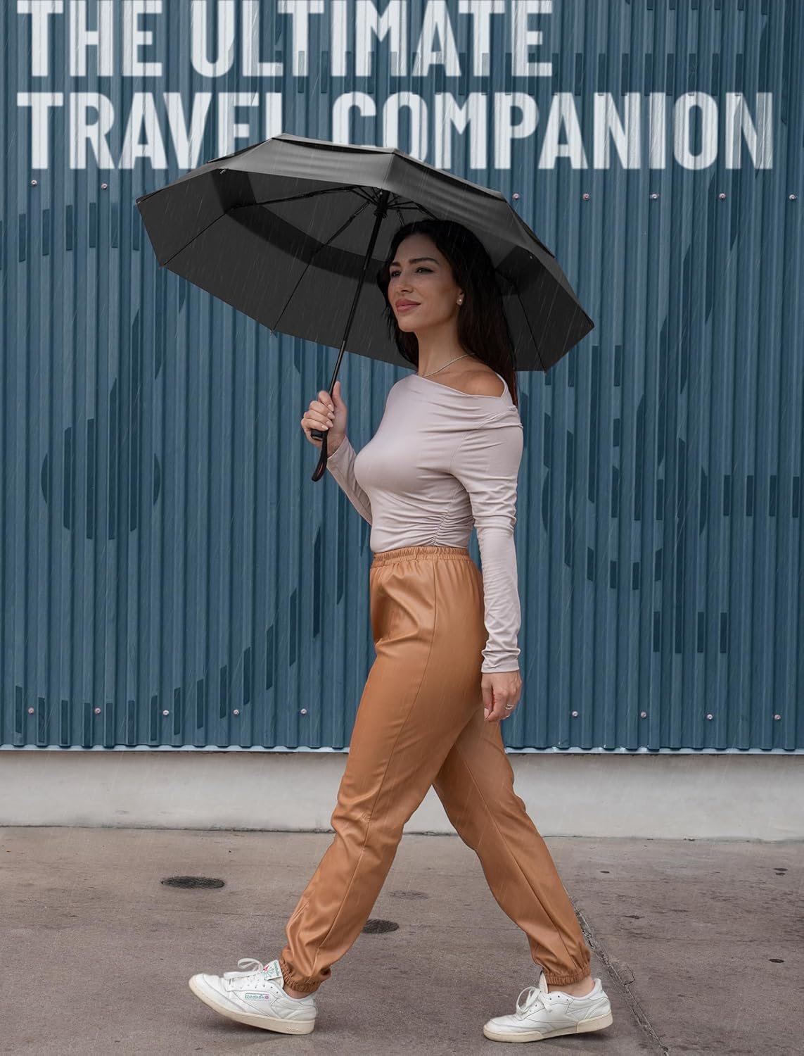 抗85英里/时狂风旅行伞：留学生海外通勤暴雨不翻车，超轻折叠秒收背包，自动开合耐用雨晴两用，租房出行轻松无忧