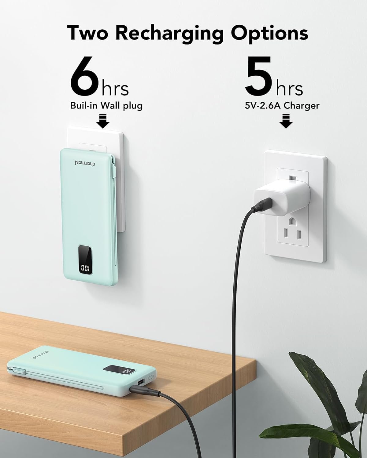 内置电缆10000mAh USB C快充充电宝 留学生熬夜赶due租房旅行手机续航神器 随身省心不断电