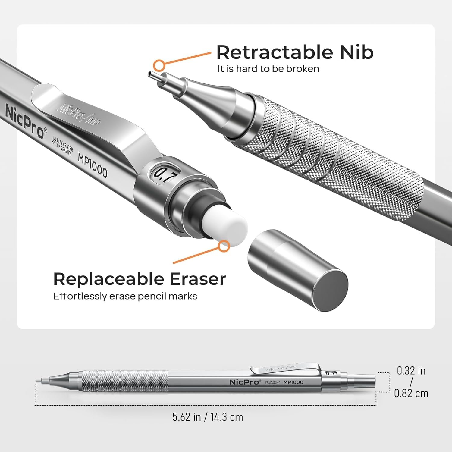 0.7mm金属自动铅笔套装带盒 留学生熬夜赶Due绘图利器 3支笔8管HB笔芯3橡皮9橡皮芯 宿舍超便携续航无忧