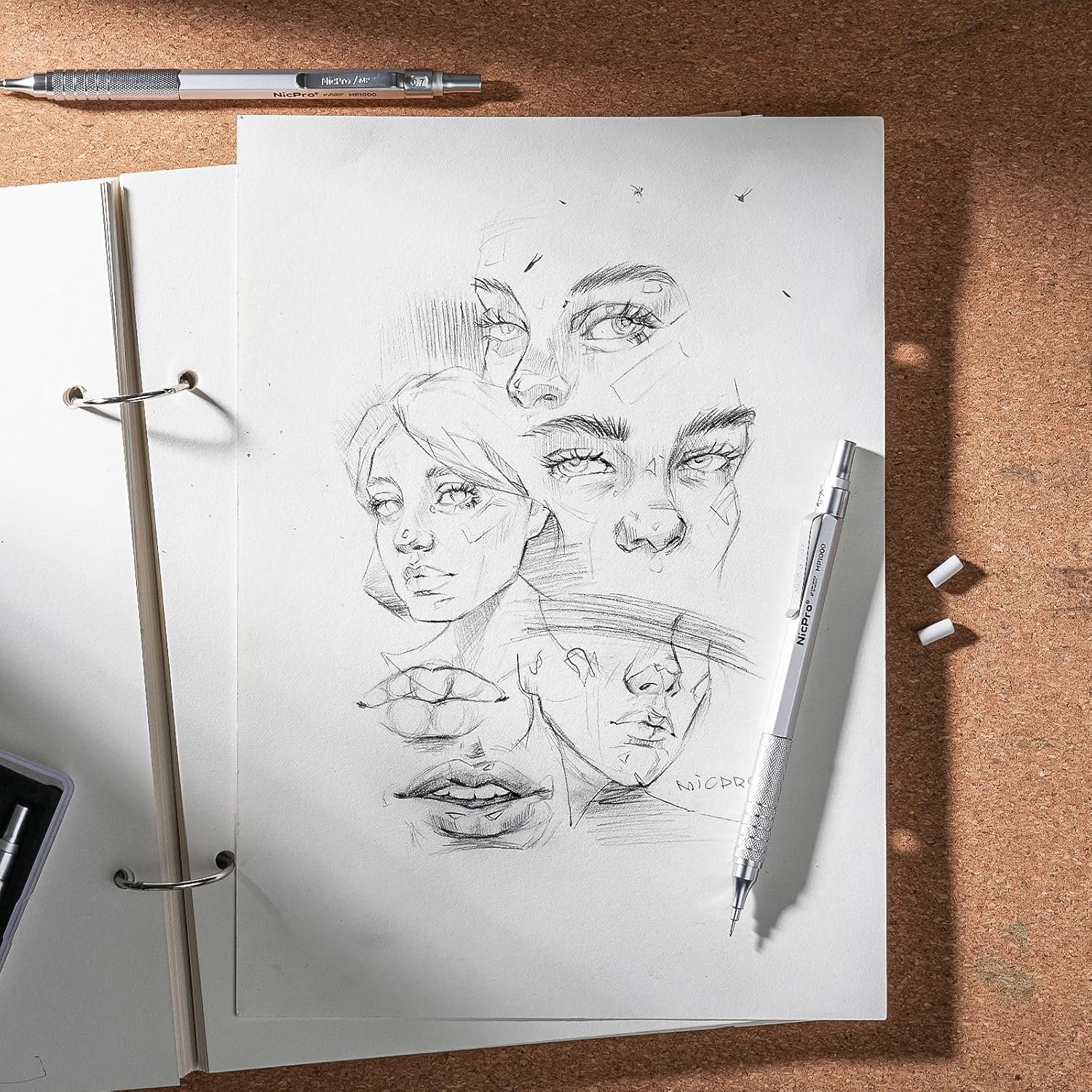 0.7mm金属自动铅笔套装带盒 留学生熬夜赶Due绘图利器 3支笔8管HB笔芯3橡皮9橡皮芯 宿舍超便携续航无忧