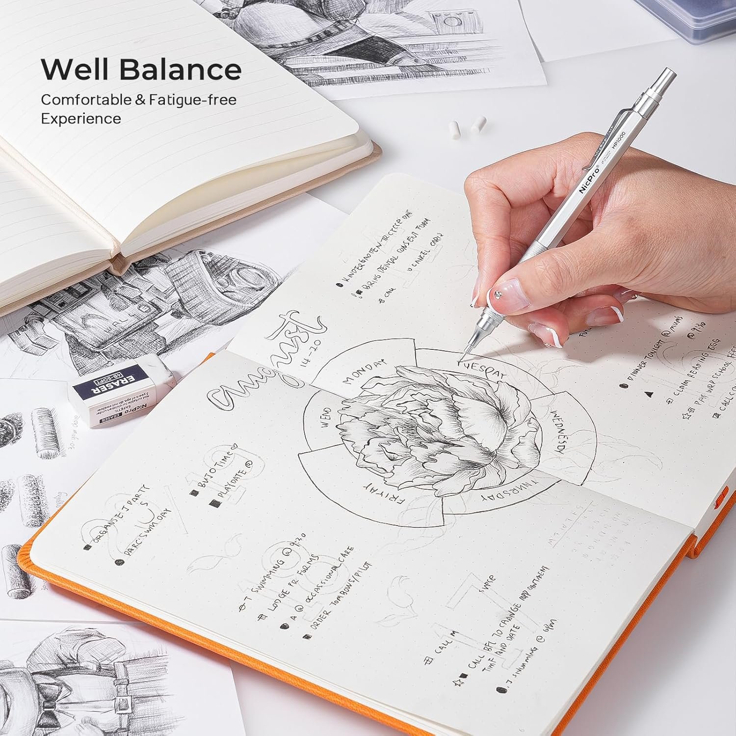 0.7mm金属自动铅笔套装带盒 留学生熬夜赶Due绘图利器 3支笔8管HB笔芯3橡皮9橡皮芯 宿舍超便携续航无忧
