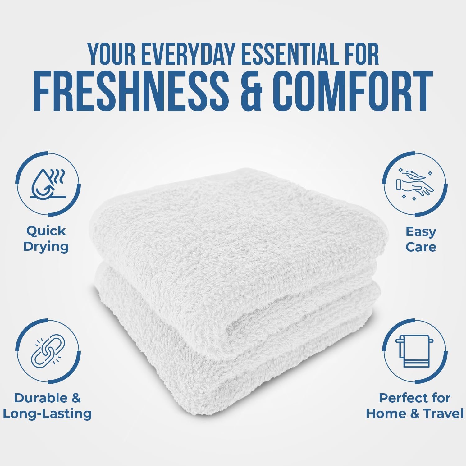24包12x12英寸100%棉质法兰绒洗脸巾 - 留学生租房小浴室救星，超吸水柔软随时清爽不占地
