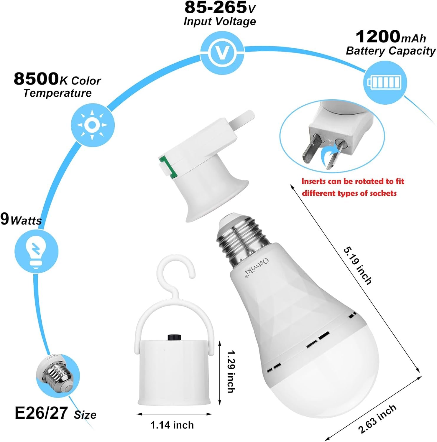 应急自充电LED灯泡6件套：留学生租房停电自动亮 夜读赶due照明无忧
