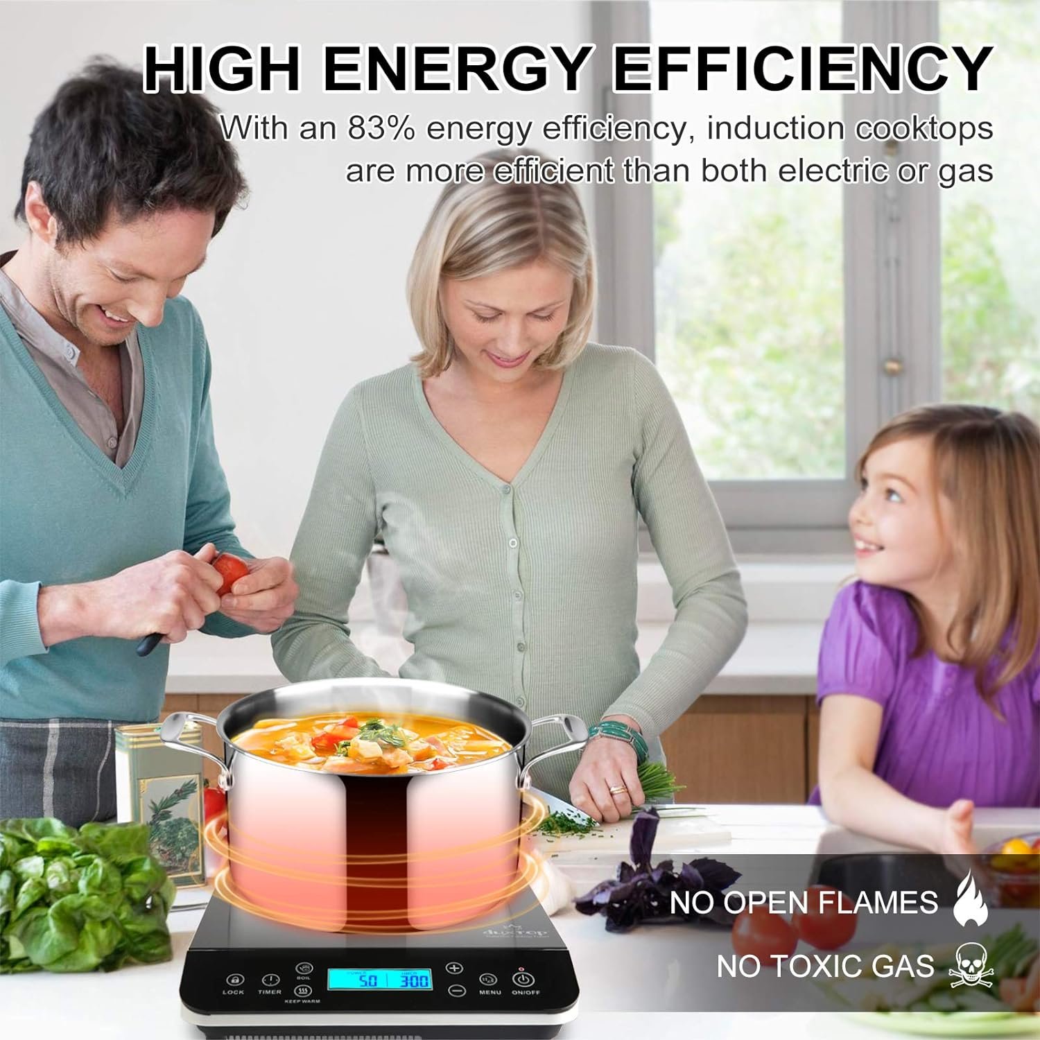 便携式感应电磁炉 LCD触摸屏 1800W 留学生租房速煮神器 海外公寓高效热饭解乡愁
