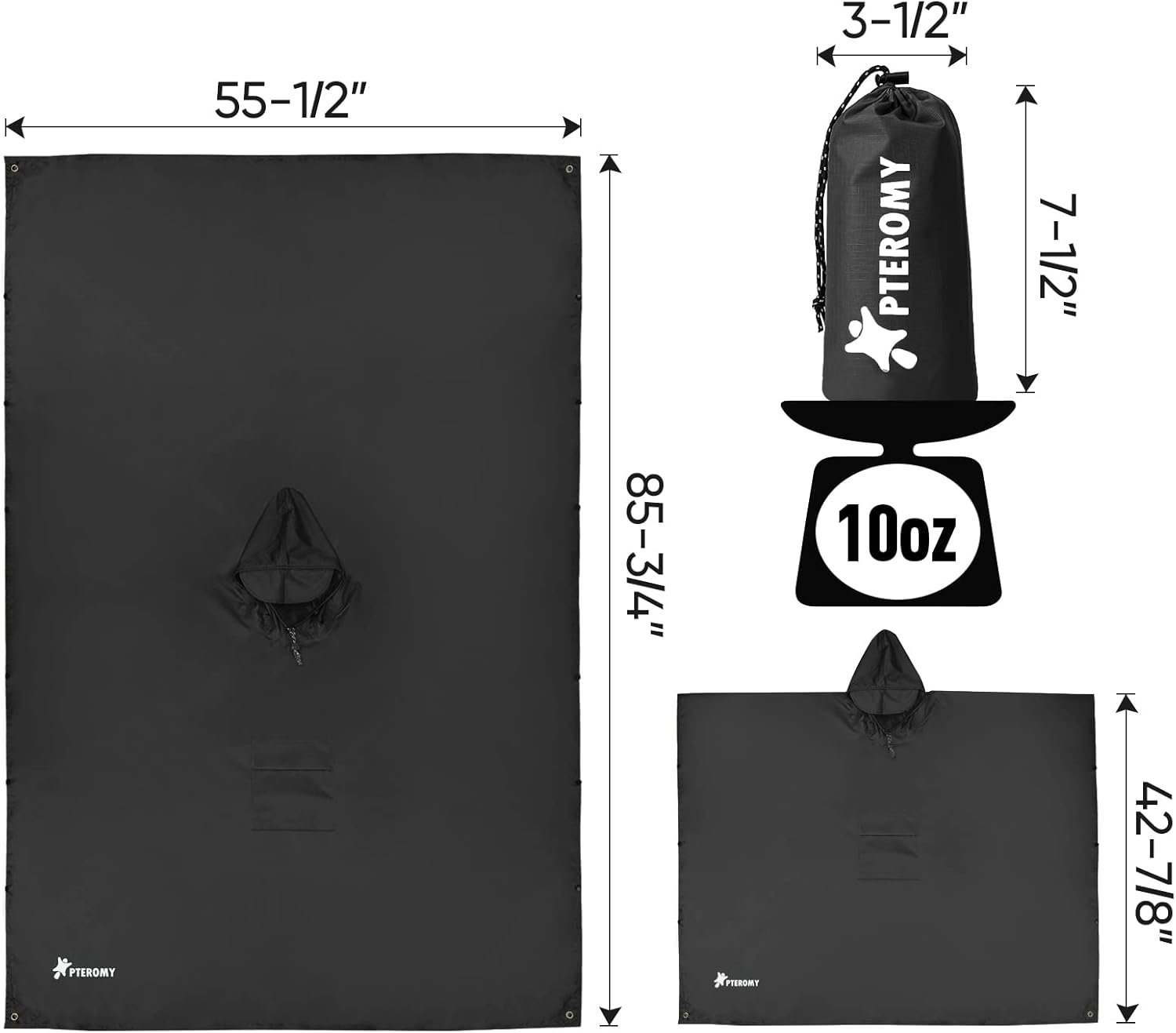 带兜帽成人雨披带口袋防水轻便男女通用雨衣，留学生海外突发雨天步行上课旅行神器，轻装守护书包手机干爽不误due