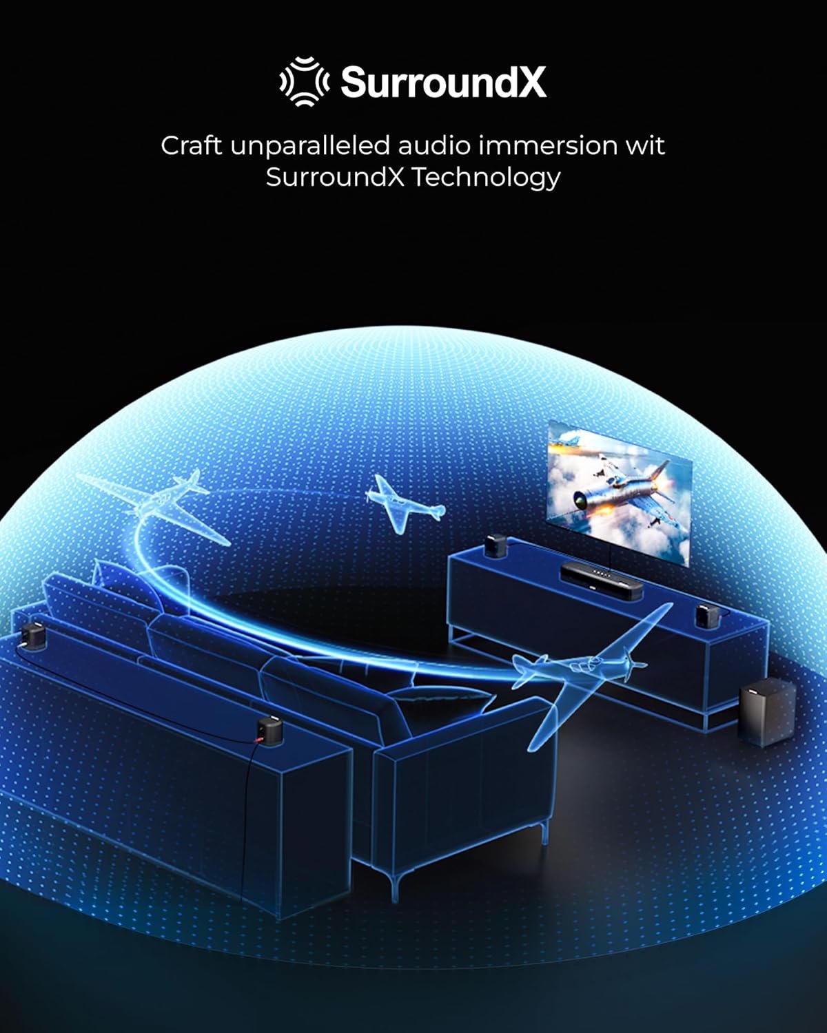 7.1声道 Dolby Atmos 音响条带环绕扬声器低音炮，留学生租房公寓影院升级，App遥控沉浸追剧解压神器