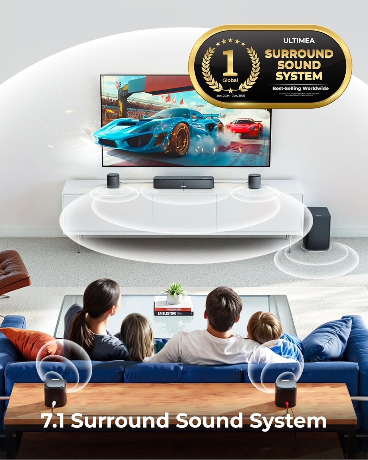7.1声道 Dolby Atmos 音响条带环绕扬声器低音炮，留学生租房公寓影院升级，App遥控沉浸追剧解压神器