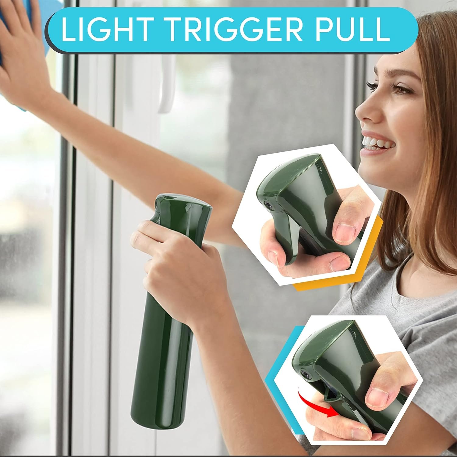 连续喷雾瓶(300ml超细雾化)：留学生宿舍头发速定型、植物保湿、精油舒压多功能喷壶 - 绿色