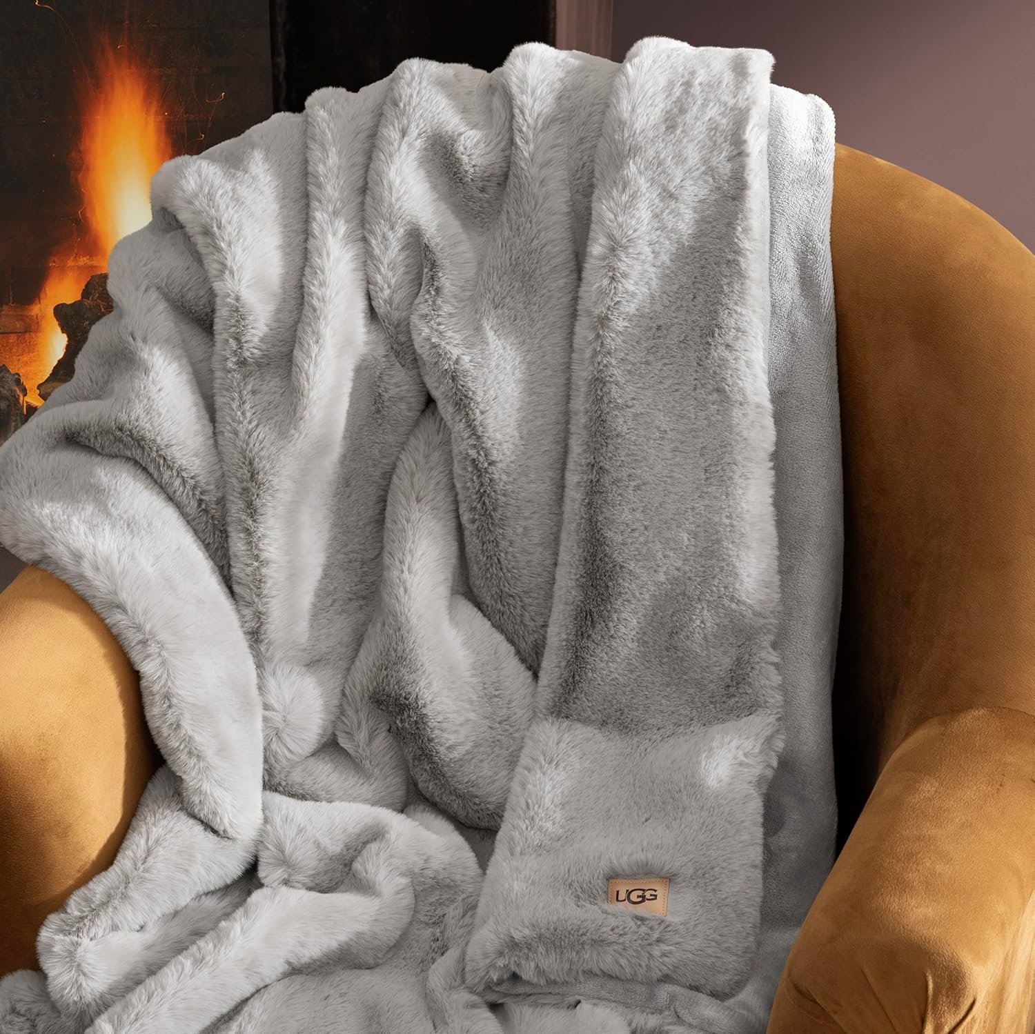 超软人造毛皮保暖毛毯，留学生租房冬日暖伴侣，沙发椅覆盖守护熬夜赶due，机洗易洁宿舍温馨必备，50x70英寸烟灰