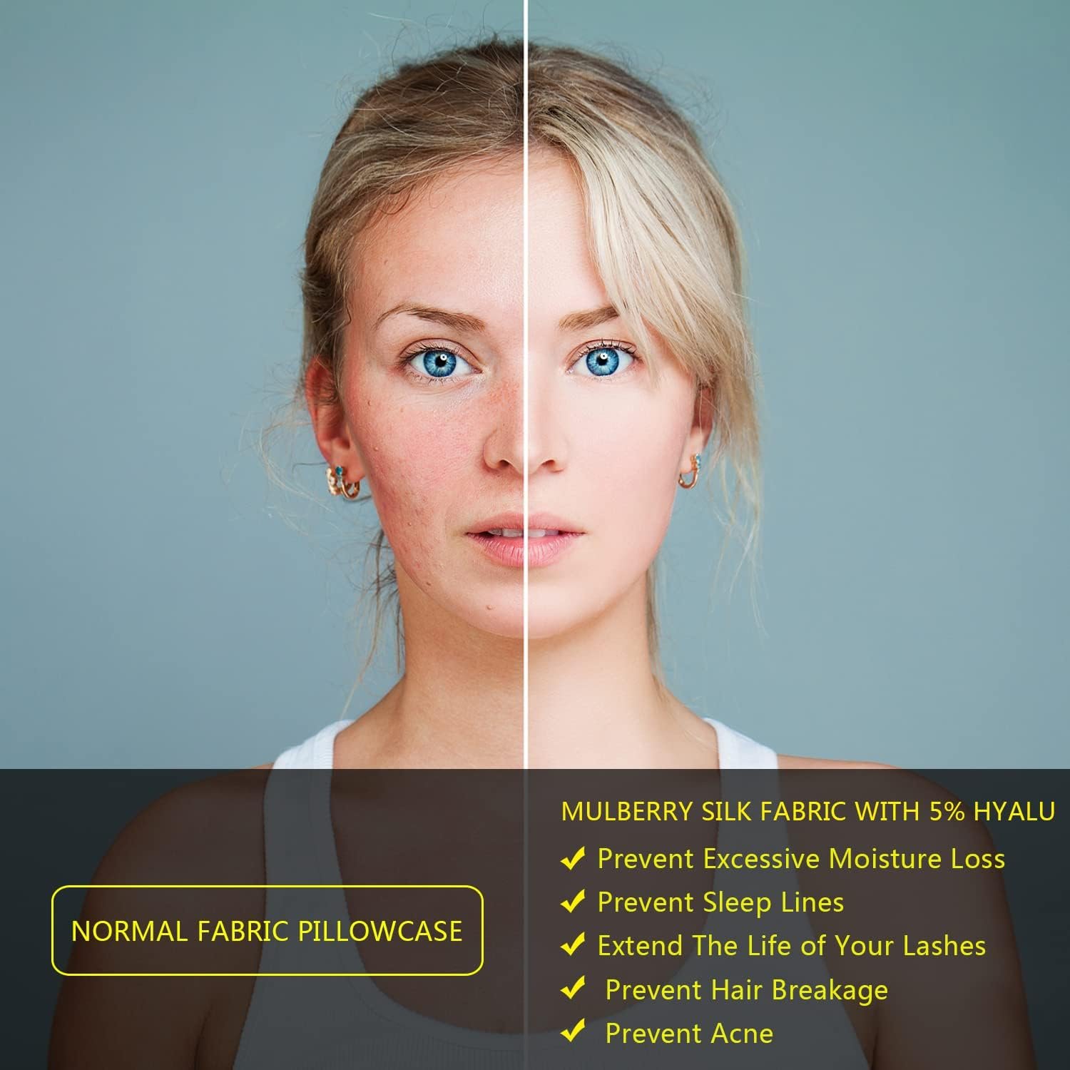 留学生熬夜护肤护发真丝枕套，租房防痘凉爽双面丝缎标准尺寸隐形拉链白色男女通用