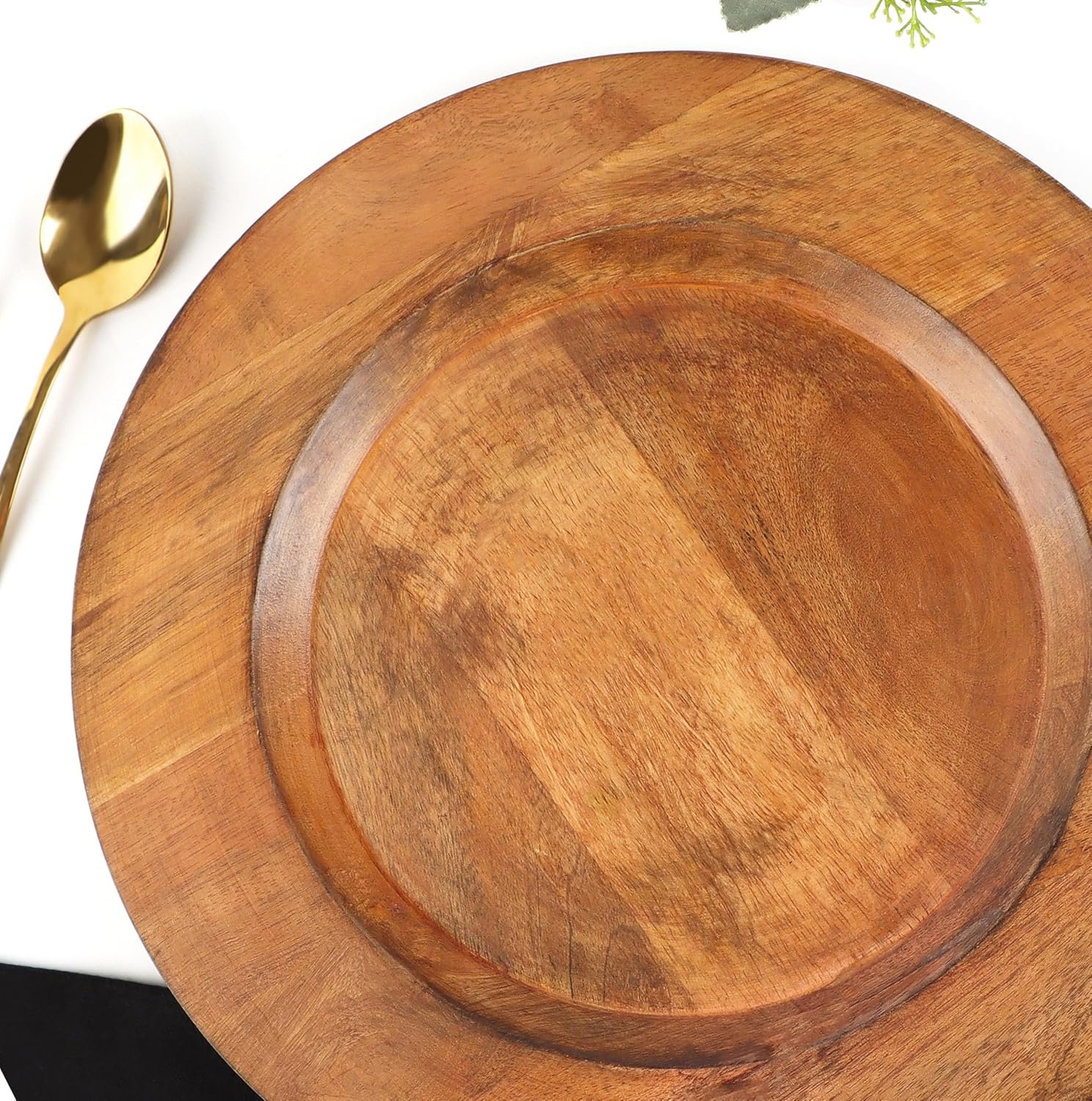 木质充电盘套装2件13英寸圆形侍应盘 - 留学生租房聚餐神器 rustic风格轻松装饰餐桌 分享charcuterie开胃拼盘缓解乡愁