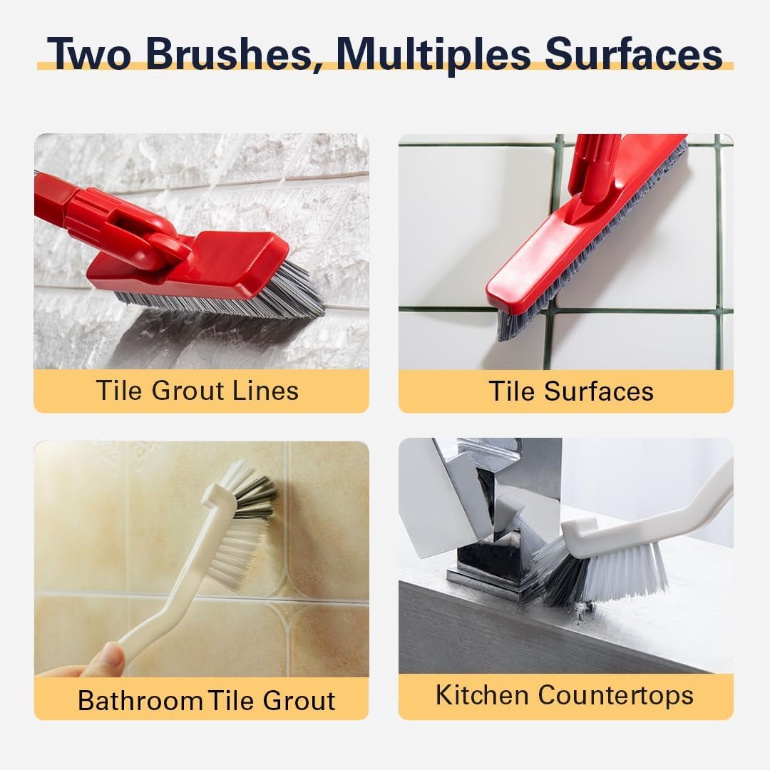伸缩长柄瓷砖缝隙刷: 留学生租房浴室地板V形死角清洁神器，长柄不弯腰轻松刮垢，手持硬毛精细擦拭存储折叠省行李空间