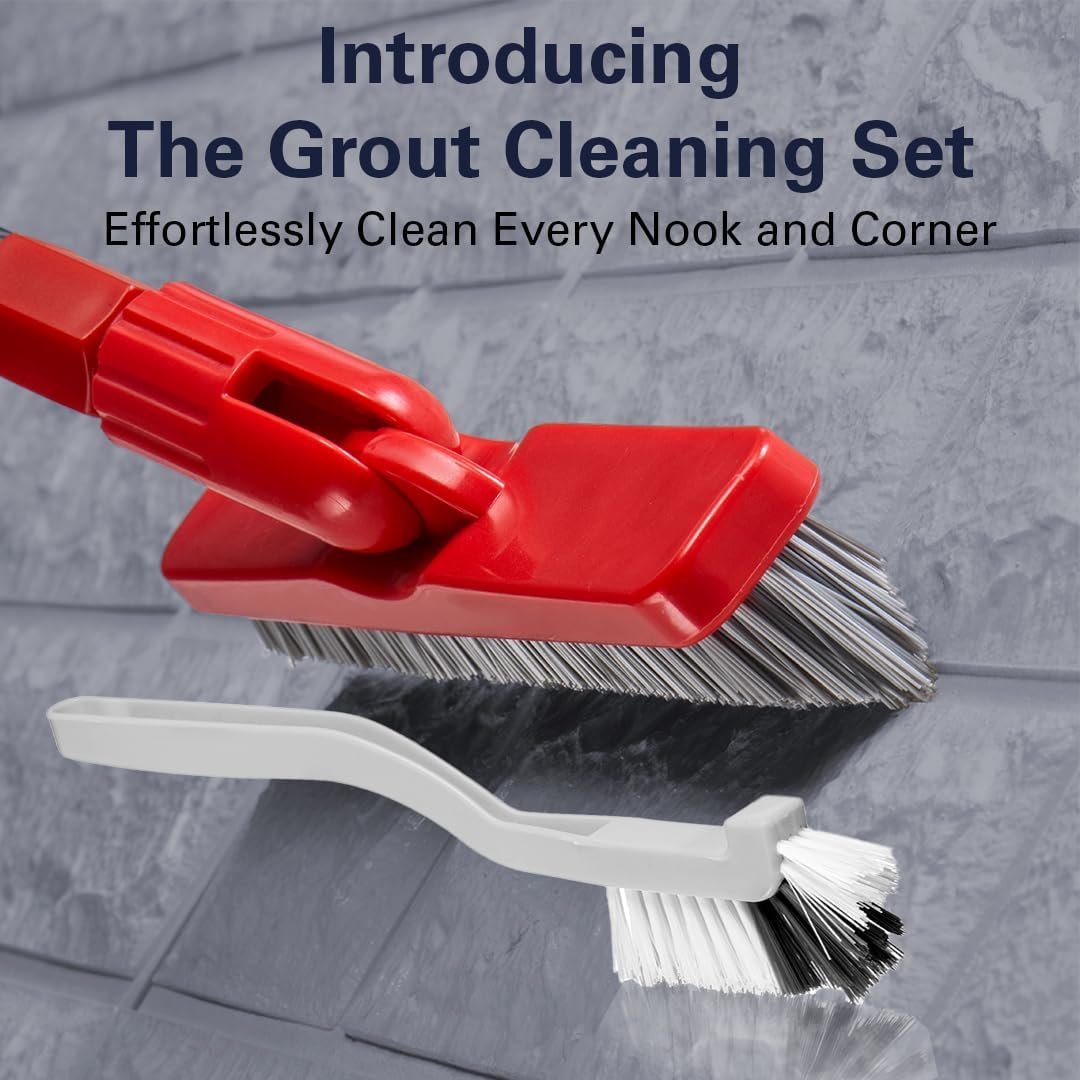 伸缩长柄瓷砖缝隙刷: 留学生租房浴室地板V形死角清洁神器，长柄不弯腰轻松刮垢，手持硬毛精细擦拭存储折叠省行李空间