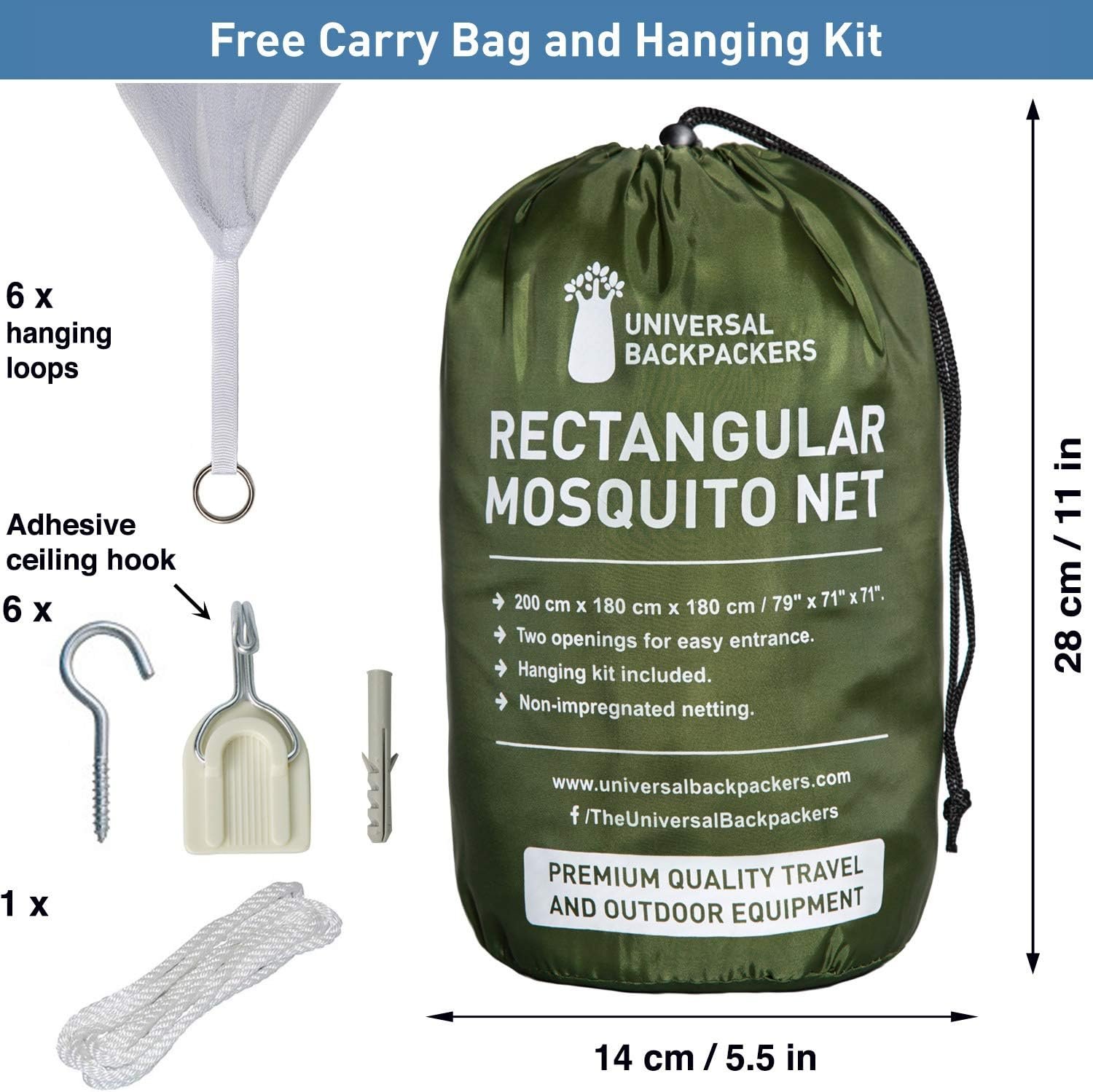 留学生租房防蚊睡宝：单人到国王尺寸床蚊帐 双侧开口6挂钩 家旅装饰矩形 挂装套件携带袋随行