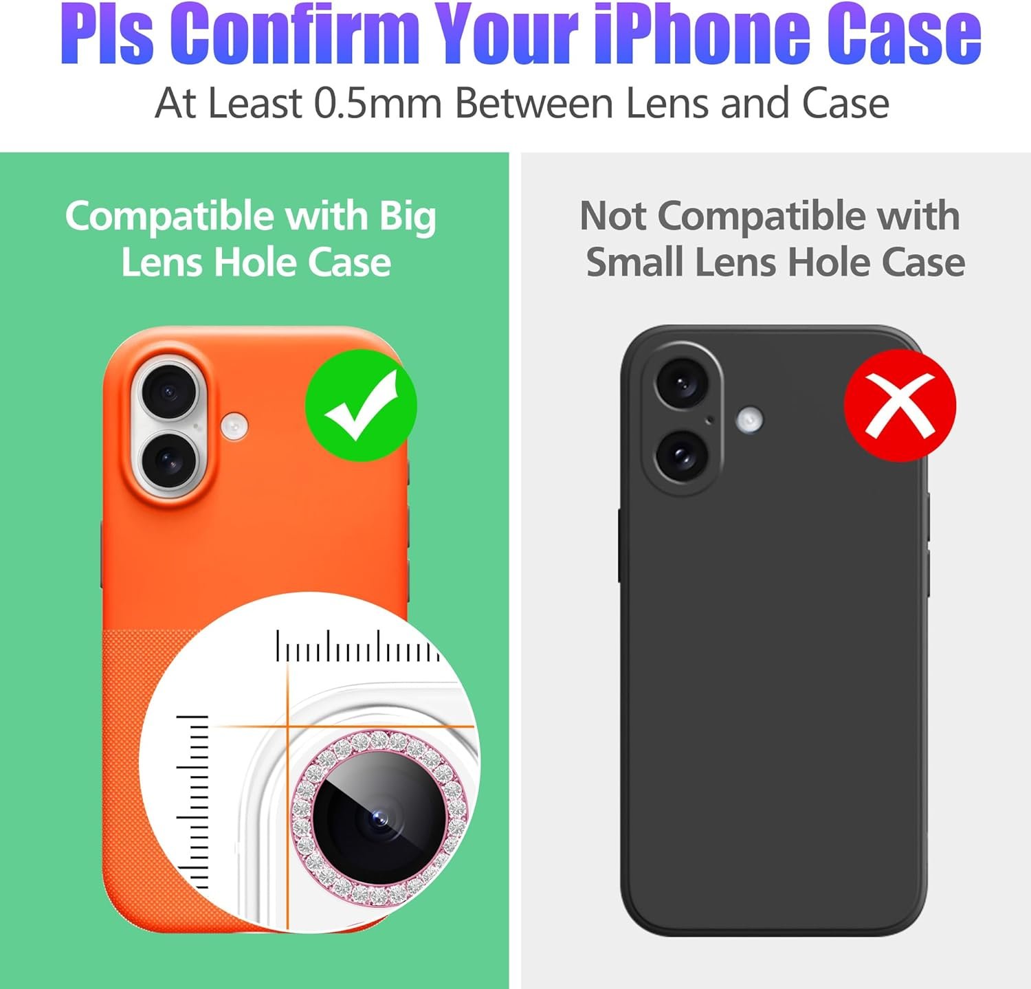 iPhone 17 6.3寸闪钻闪粉金属环镜头保护膜 3+3 6件装 9H钢化高清玻璃 Bling粉 | 留学生海外旅行防刮拍照神器 租房自拍记录异国日常无忧