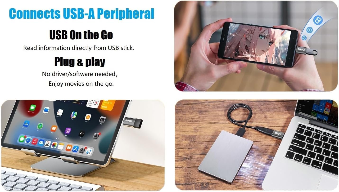 USB C转USB A适配器4件装，留学生海外老充电器U盘OTG直连神器，宿舍赶due旅行兼容无忧