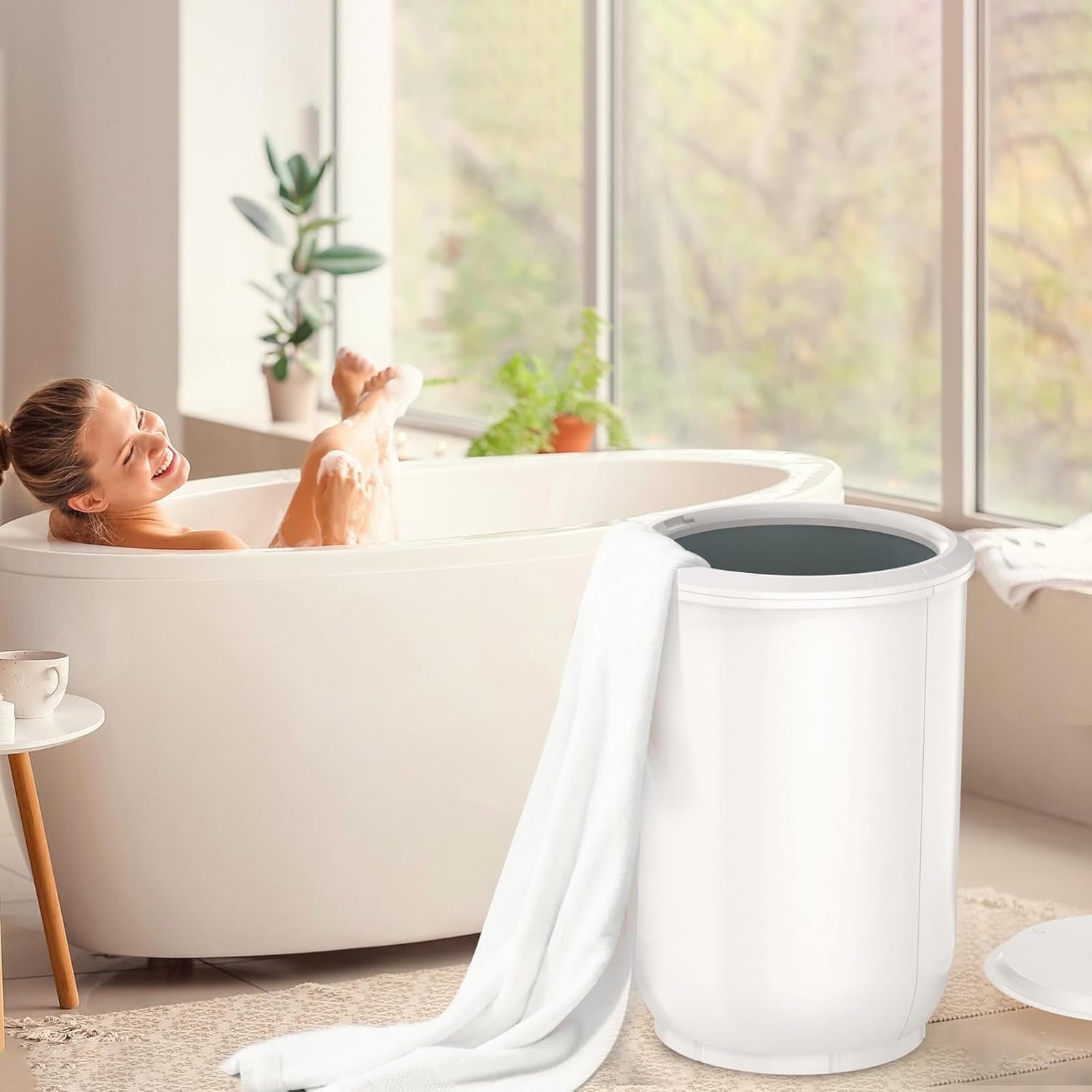 浴室毛巾加热桶：留学生海外租房冬天暖身神器，自动关机木把手容两块超大毛巾浴袍毯子赶due后即享舒适