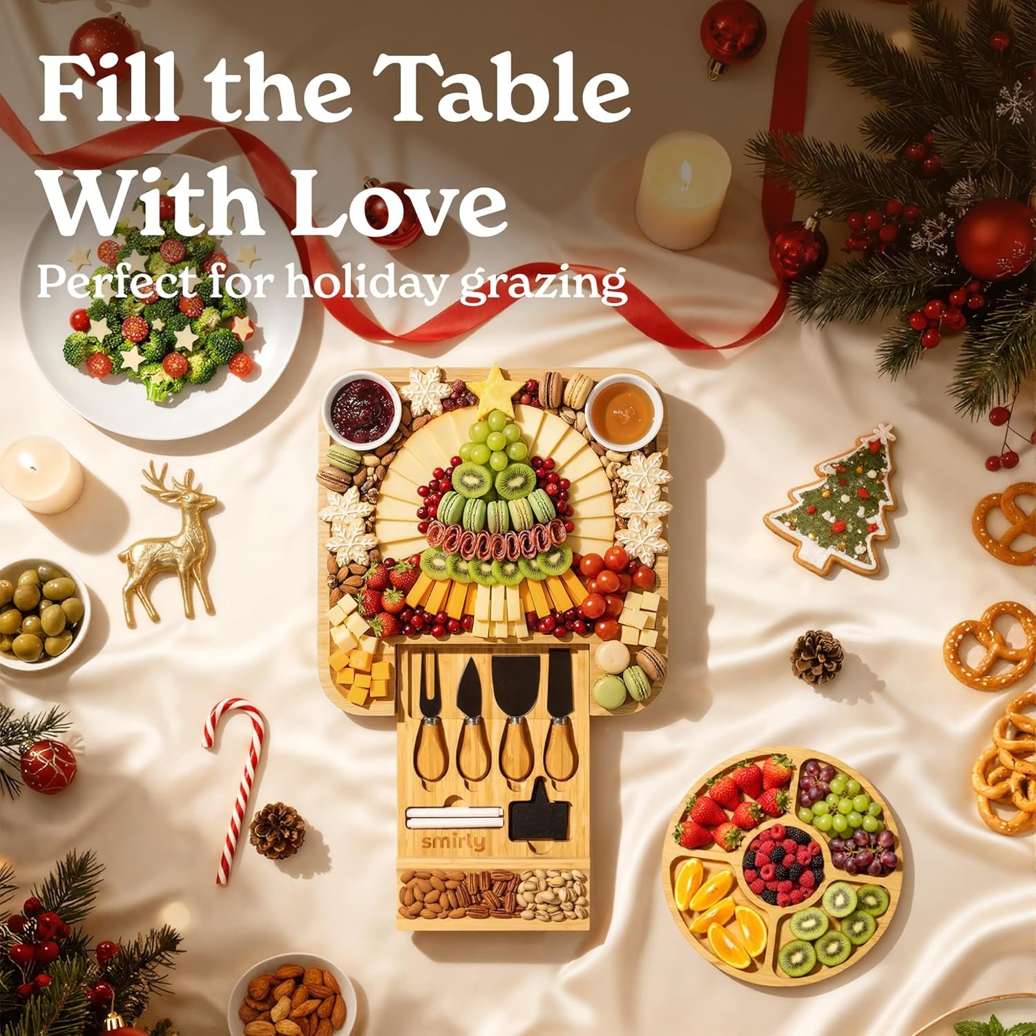 大型竹子芝士板套装 - 留学生租房小窝分享餐神器，一板搞定切配招待室友，拉近异乡友情温暖海外生活