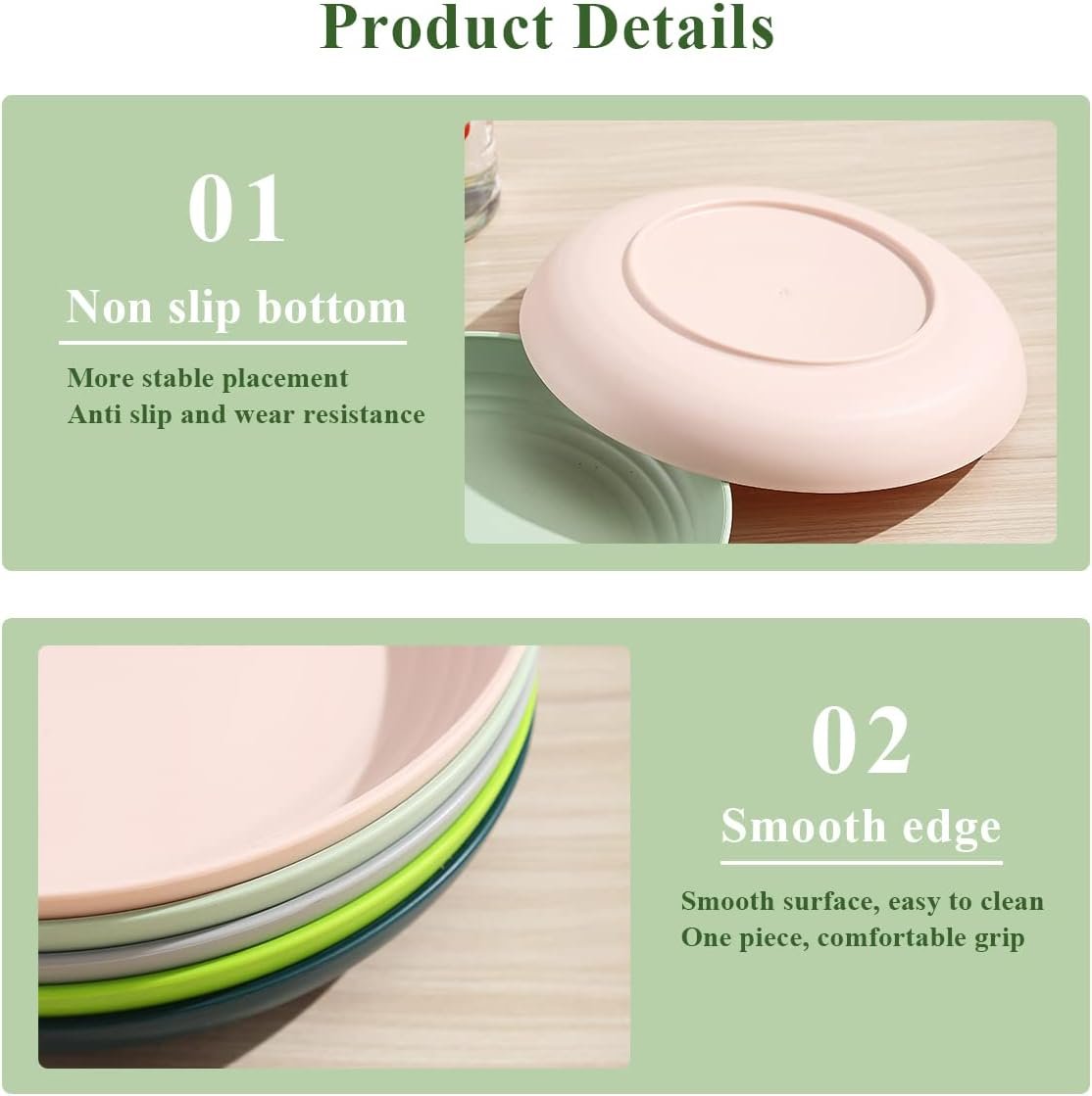 9英寸塑料深盘8件彩色套装 留学生租房耐摔拉面意面碗 微波洗碗机安全不碎搬家超省心