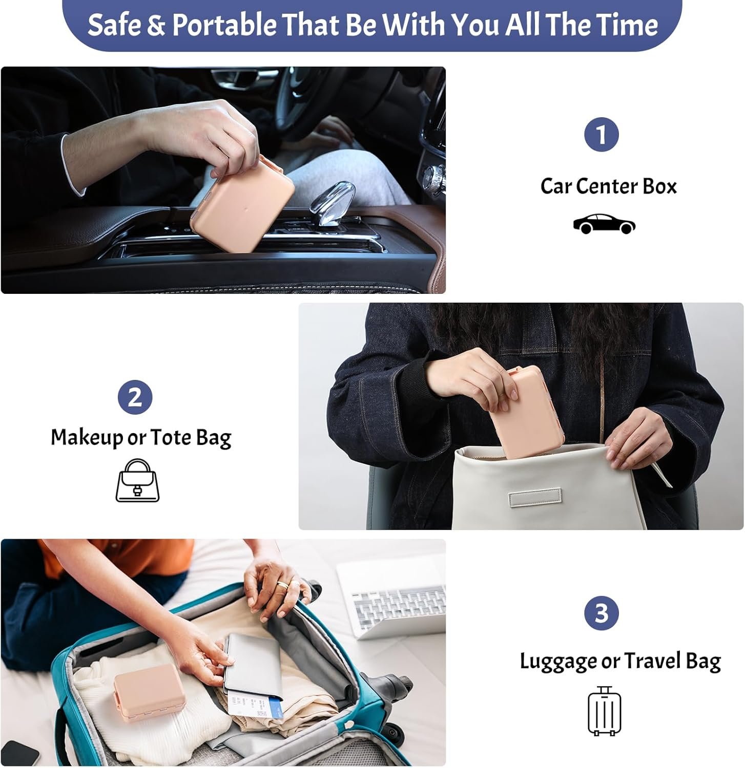 折叠一周AM PM药盒：留学生熬夜赶due旅行不忘补维生素的租房省心助手 - 粉色刻字标签额外2格便携盒