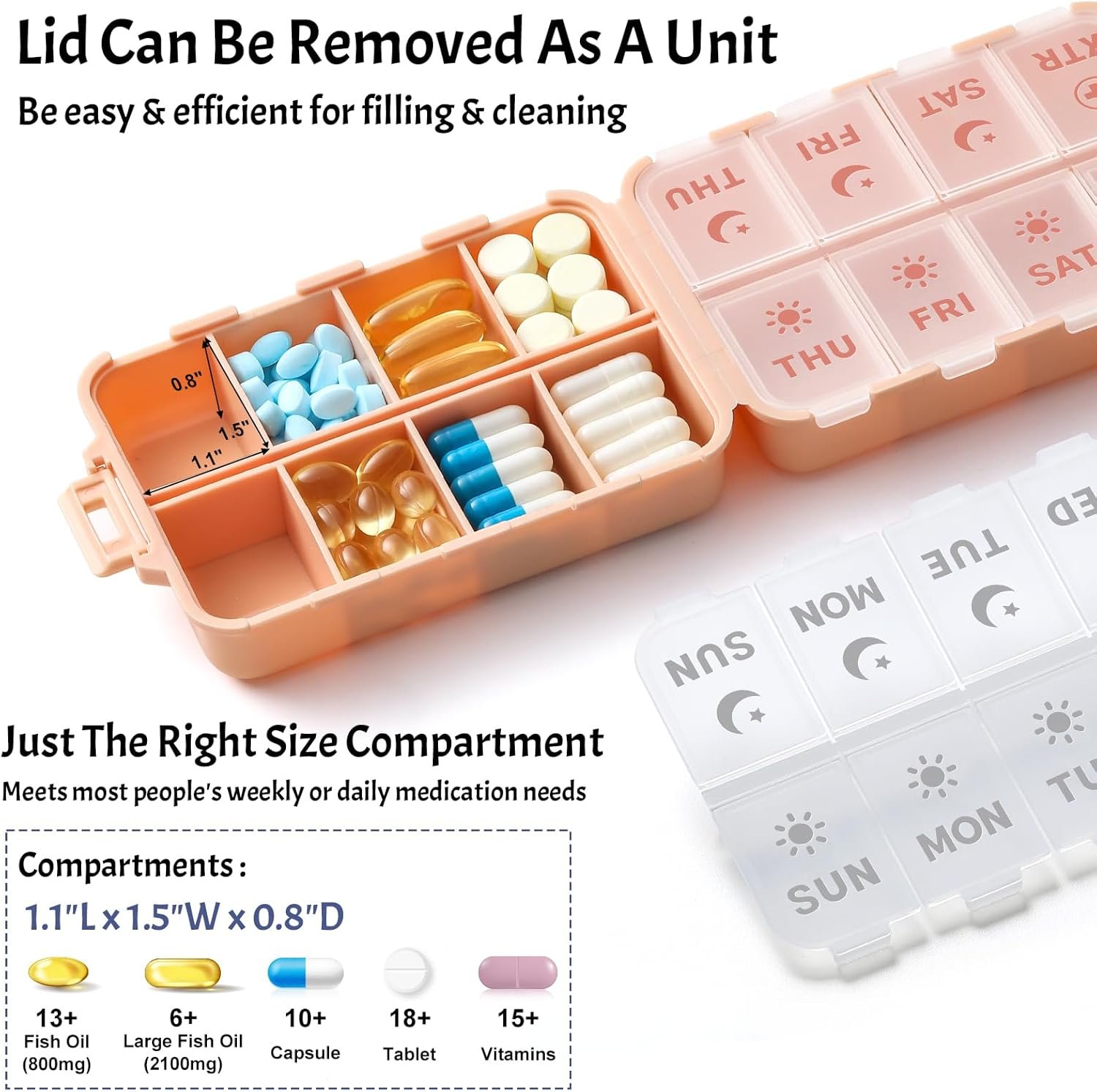 折叠一周AM PM药盒：留学生熬夜赶due旅行不忘补维生素的租房省心助手 - 粉色刻字标签额外2格便携盒