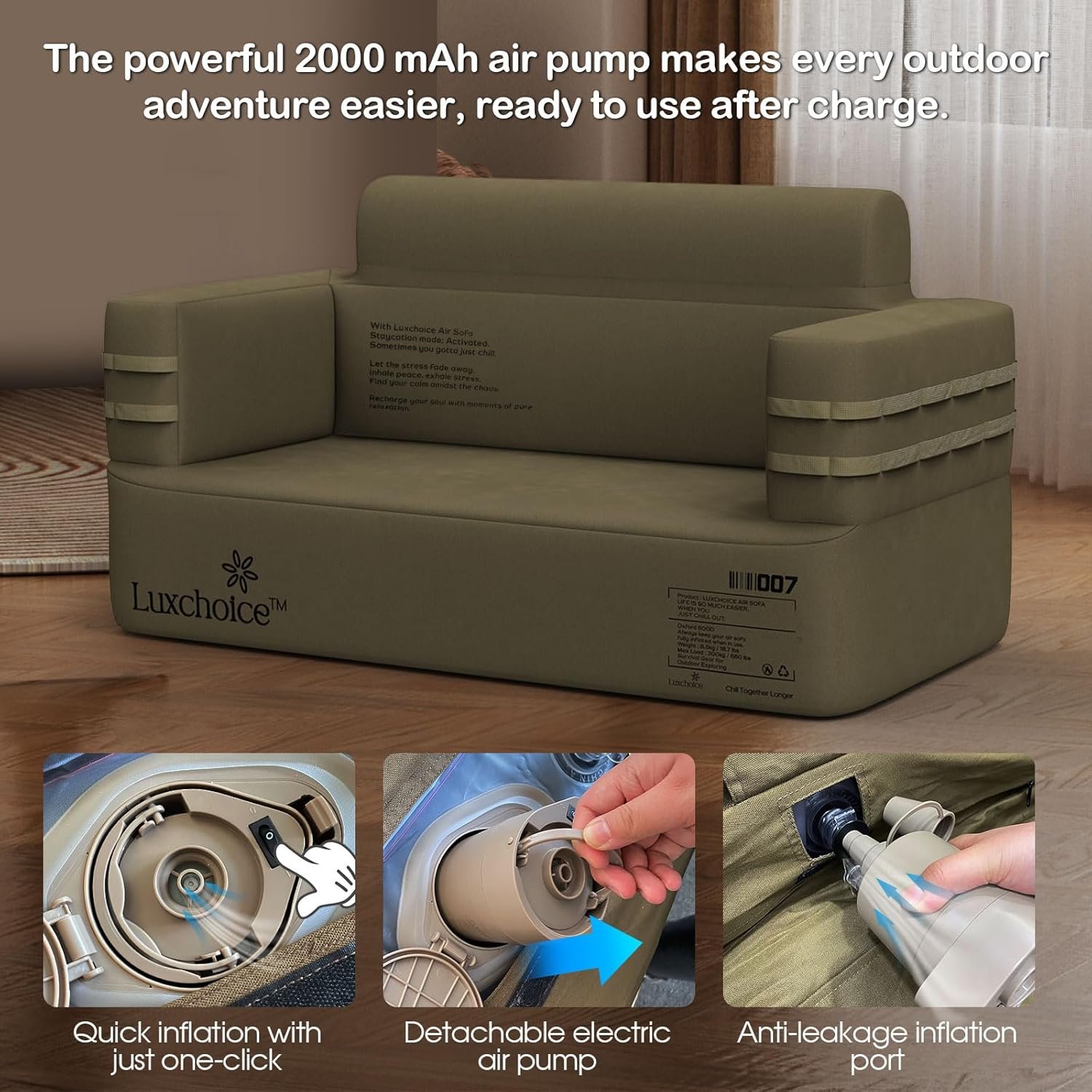 多功能充气沙发 留学生租房宿舍解压神器 内置泵速充气 防水防刺穿易收纳 熬夜赶due后变身电影双座 跨国搬家零负担