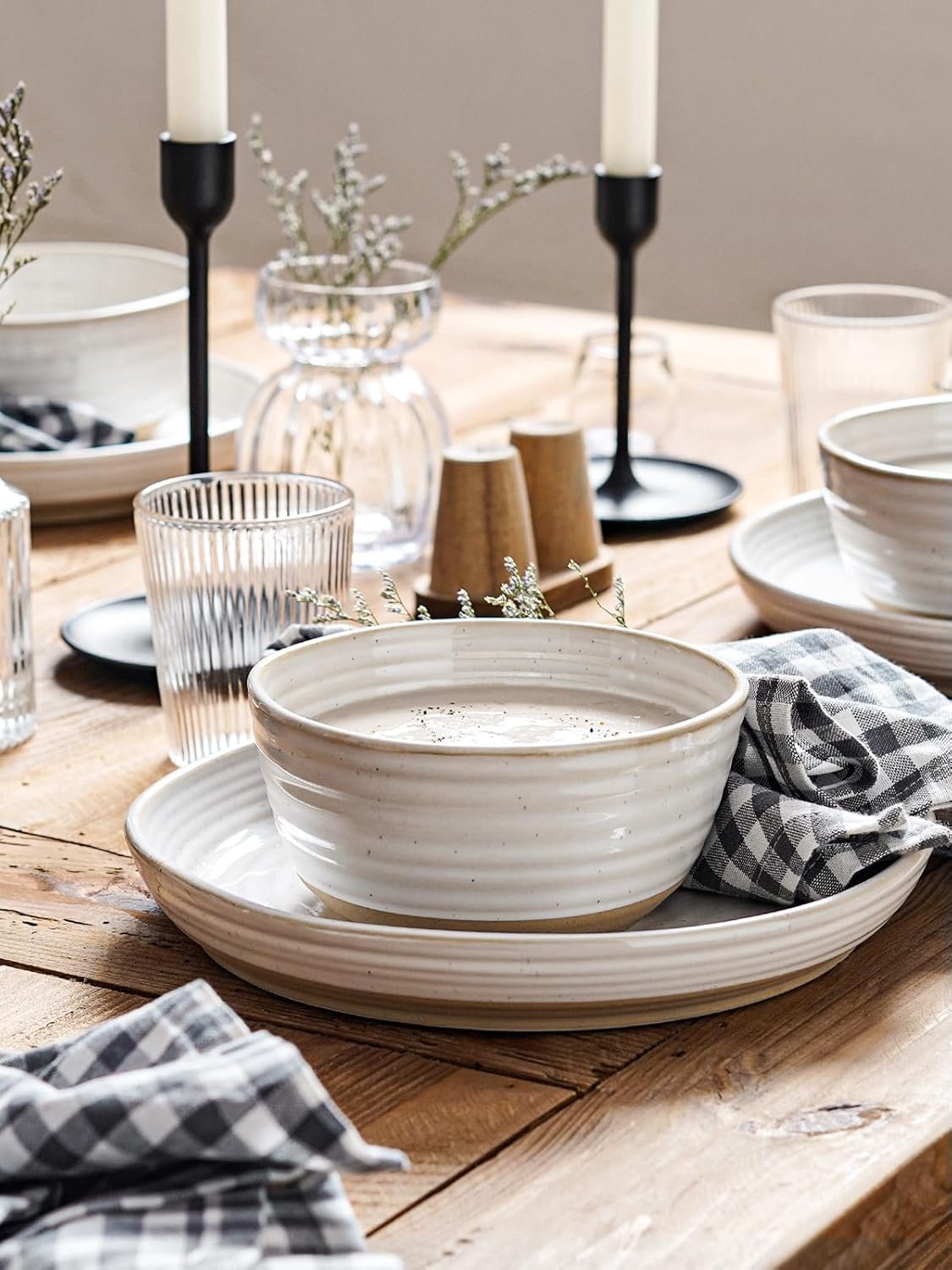 4件套陶瓷汤碗28oz，留学生租房小厨拉面Pho沙拉速热神器，微波烤箱洗碗机安全耐用，海外自煮零负担6寸白