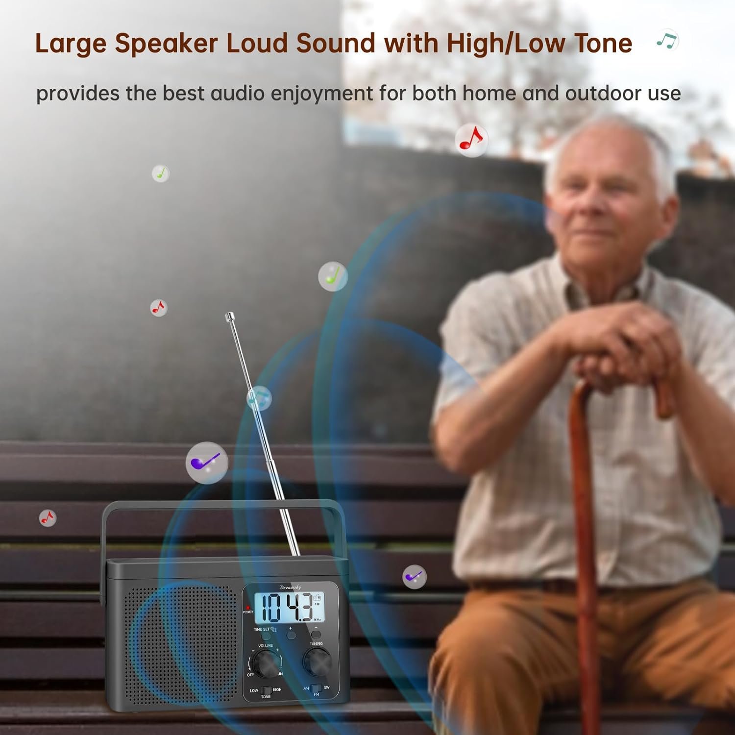 AM FM短波便携收音机：留学生海外强信号听家乡广播解乡愁 电池壁插两用租房旅行不间断 数字时钟大拨盘熬夜赶due准时轻松