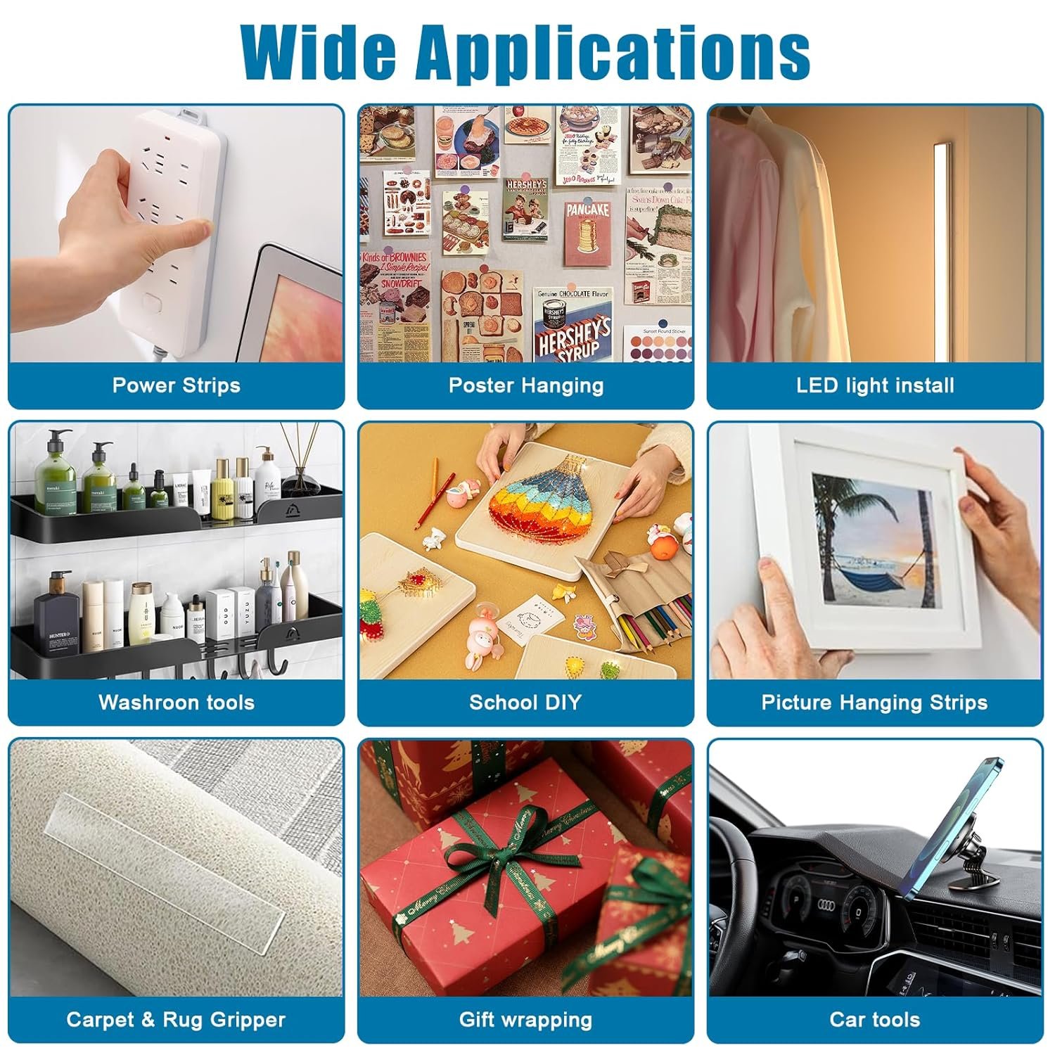 重型可拆卸双面胶带1英寸x9.85英尺 租房挂照片海报不伤墙 留学生宿舍装饰零损伤省心神器 重型可拆卸双面胶带1英寸x9.85英尺 租房挂照片海报不伤墙 留学生宿舍装饰零损伤省心神器