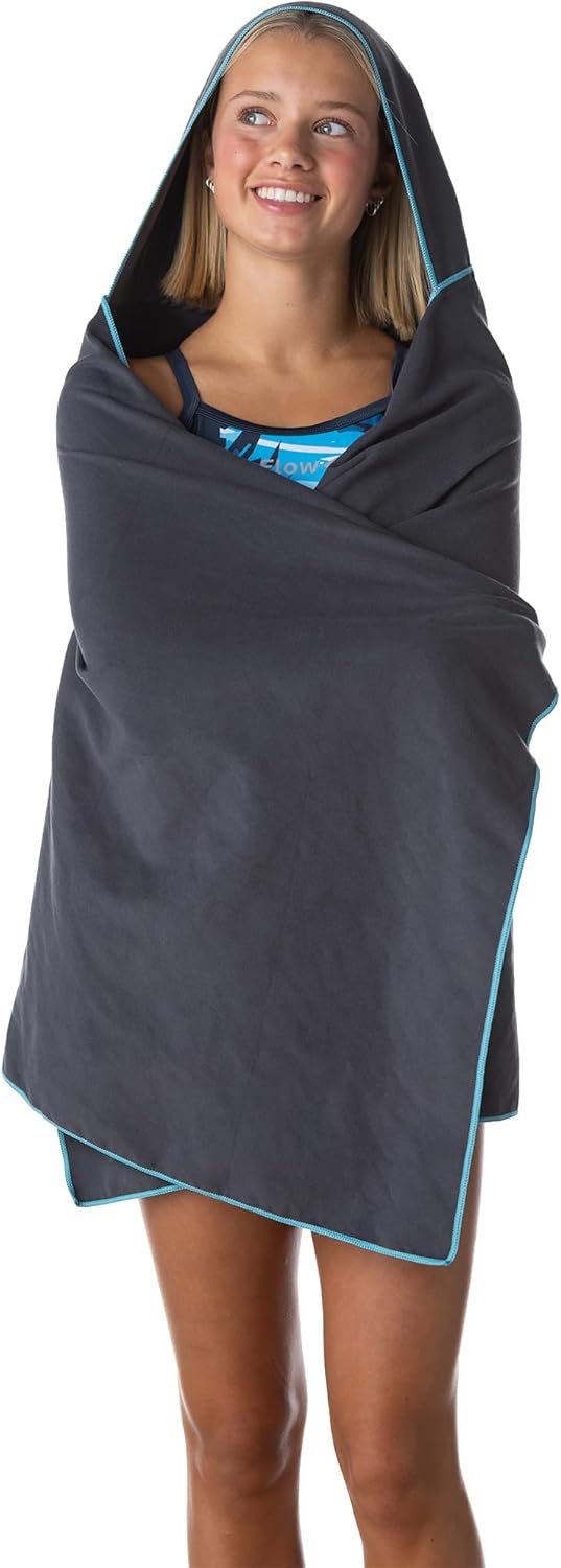 微纤维速干游泳毛巾 - 留学生海外泳池健身公寓速干不占地，旅行海滩轻便吸水多种尺寸带帽款