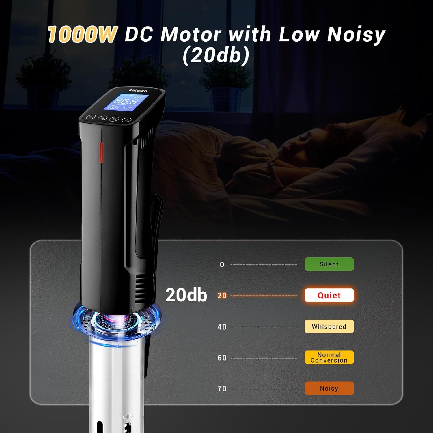 留学生海外小厨房解乡愁：WiFi Sous Vide 1000W 浸没式烹饪机，APP预设食谱远程操控精准煮美食，赶due边学边享家乡美味