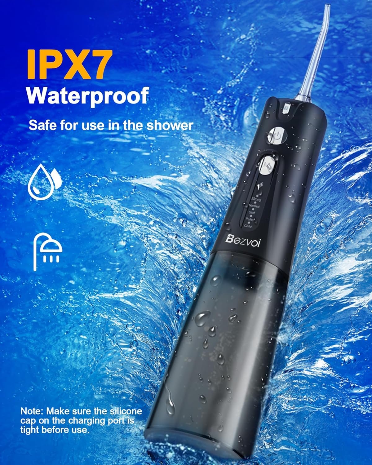 水牙线器：留学生海外快餐牙缝清洁利器，宿舍防水便携300ML 5模式6喷嘴一冲护口腔