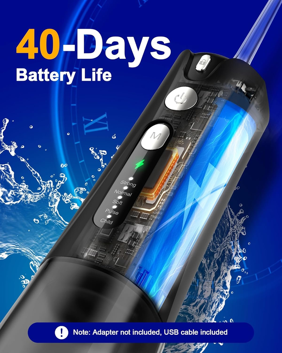 水牙线器：留学生海外快餐牙缝清洁利器，宿舍防水便携300ML 5模式6喷嘴一冲护口腔