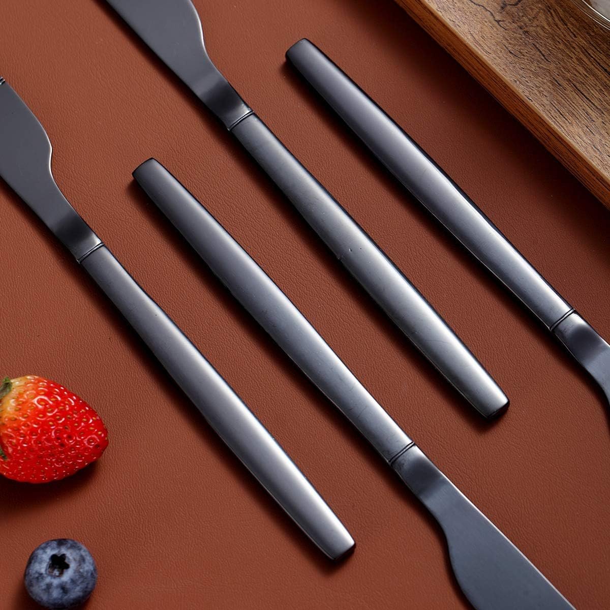 黑钛镀层不锈钢餐刀套装4把 留学生租房自煮省心利器 黄油晚餐刀光亮耐用易清洗