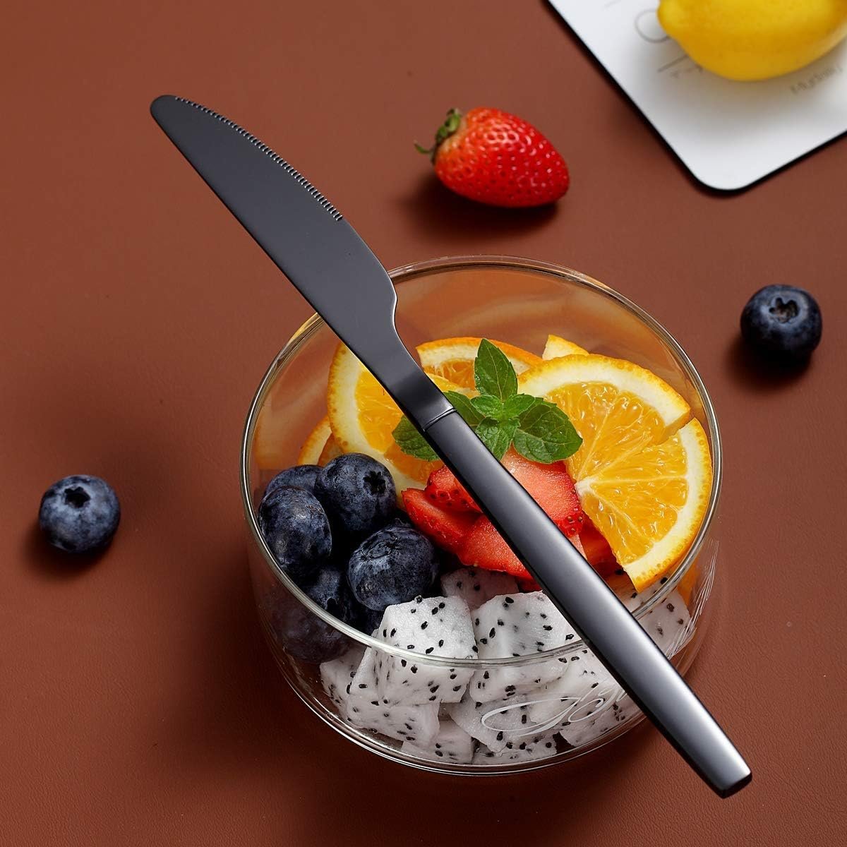 黑钛镀层不锈钢餐刀套装4把 留学生租房自煮省心利器 黄油晚餐刀光亮耐用易清洗