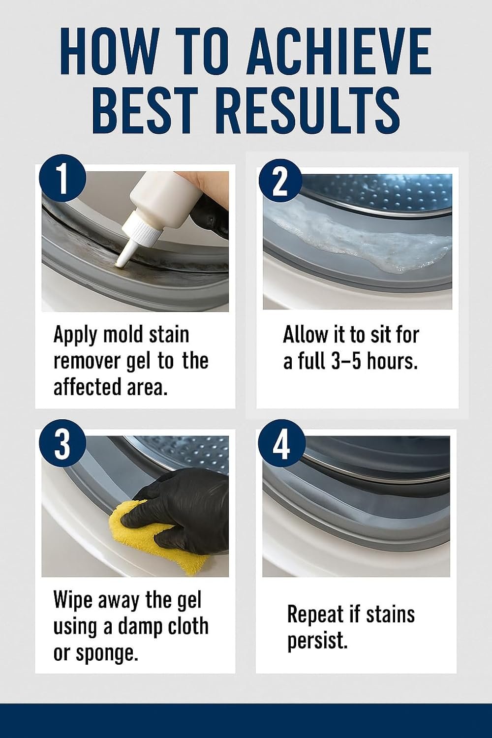 留学生海外公寓霉斑克星：重型凝胶清洁剂清除前开门洗衣机密封圈黑霉、浴室瓷砖缝隙淋浴顽固污渍 - 7 Fl Oz