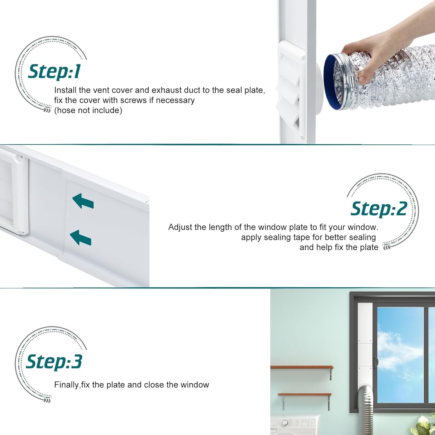 干衣机窗排气套件 可调节通风安装 带户外4英寸排气罩 留学生宿舍直排湿气速干神器