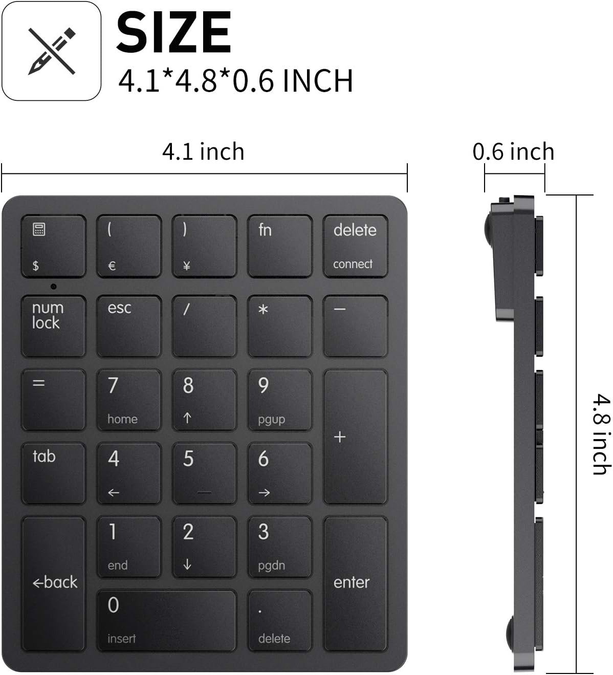 无线蓝牙数字小键盘26键 留学生宿舍预算记账速输入 迷你便携充电款 笔记本Excel财务计算专用