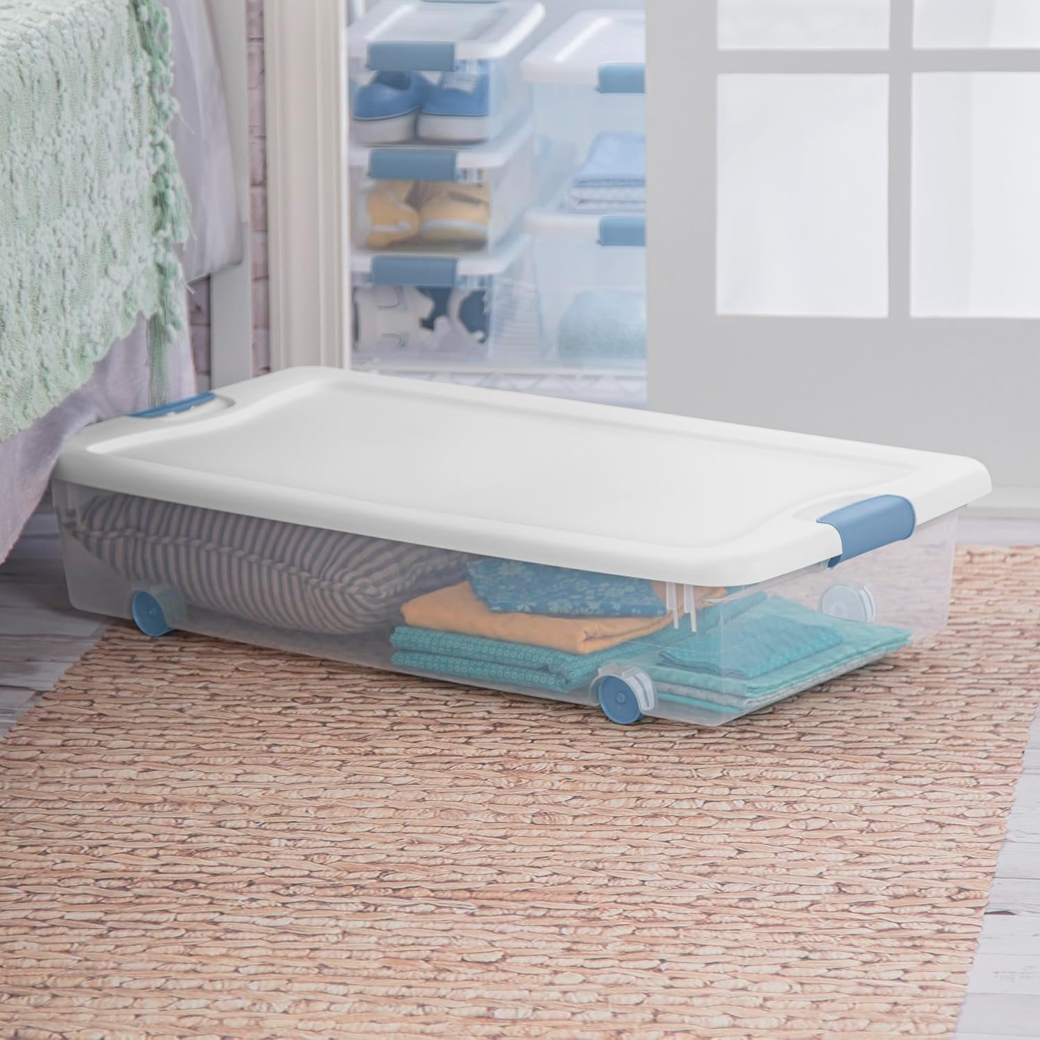 4件套带轮子堆叠塑料储物箱 留学生宿舍行李衣物大容量收纳 瞬间变整洁小窝省空间