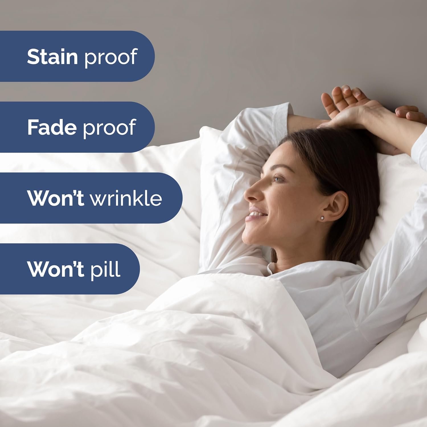 皇后床床罩套装 - 留学生异国小窝深夜钻入超柔透气酒店奢华被罩缓解孤独舒适入眠（古董白）