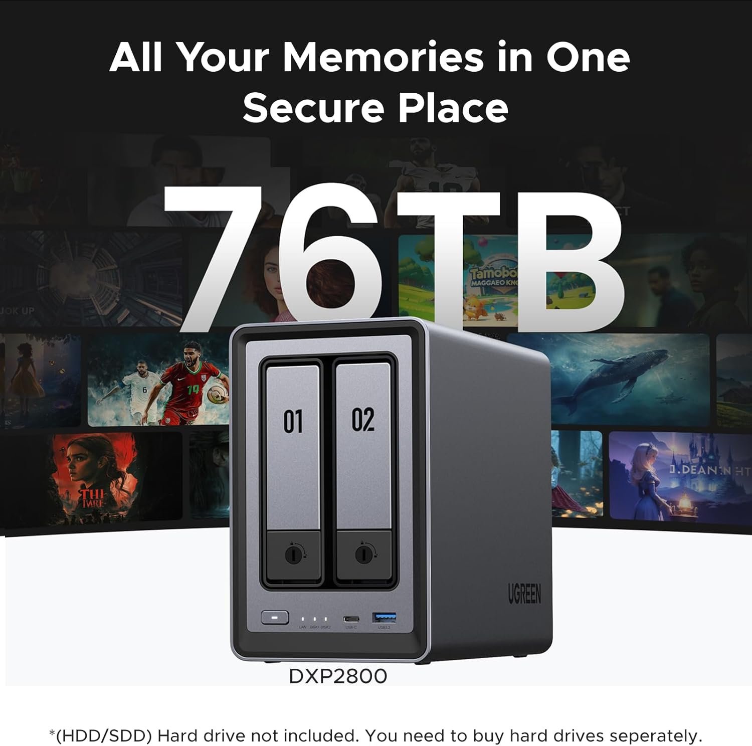 2舱位桌面全能NAS 四核处理器8GB DDR5 2.5GbE 双M.2 NVMe槽 4K HDMI 无盘版 | 留学生宿舍一键备份家乡照片视频 室友高速共享学习文件 海外深夜4K追剧解乡愁