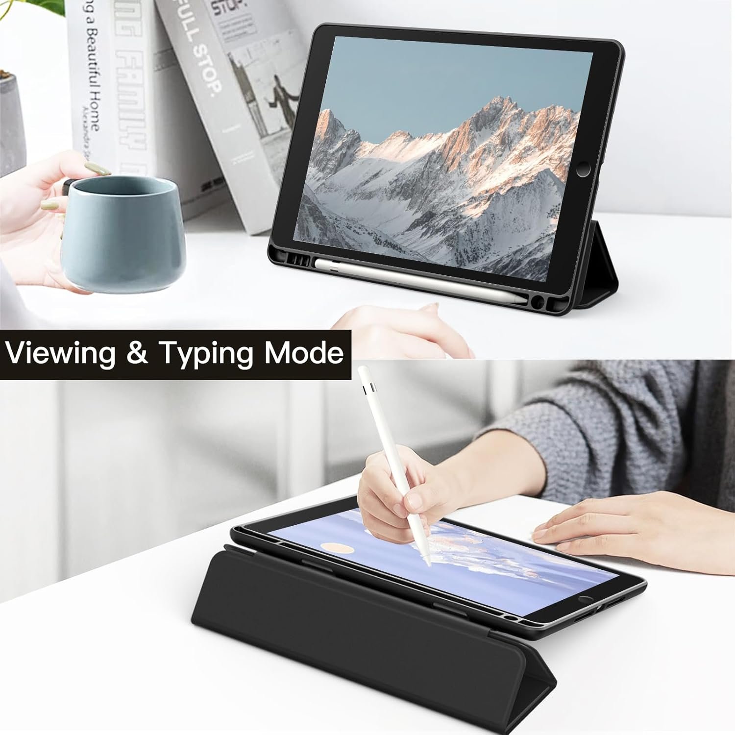 10.2英寸iPad(9/8/7代2021/2020/2019)透明防摔支架保护壳 笔位自动醒睡黑 留学生宿舍深夜网课高效守护 10.2英寸iPad(9/8/7代2021/2020/2019)透明防摔支架保护壳 笔位自动醒睡黑 留学生宿舍深夜网课高效守护