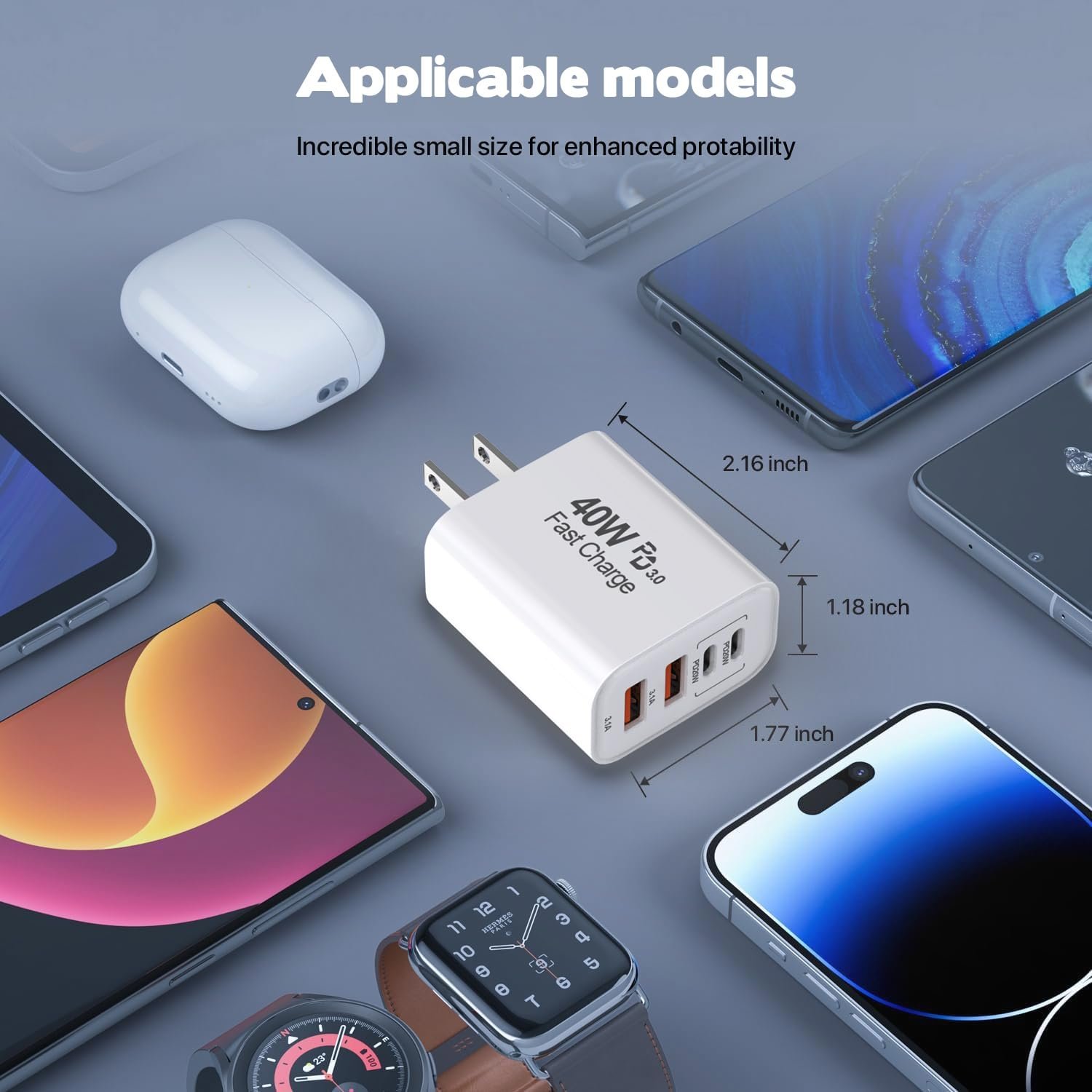 40W 4口 USB-C PD快充充电块2包：留学生海外租房充电神器，一块搞定手机平板笔记本，熬夜赶due电量稳住学习旅行无忧