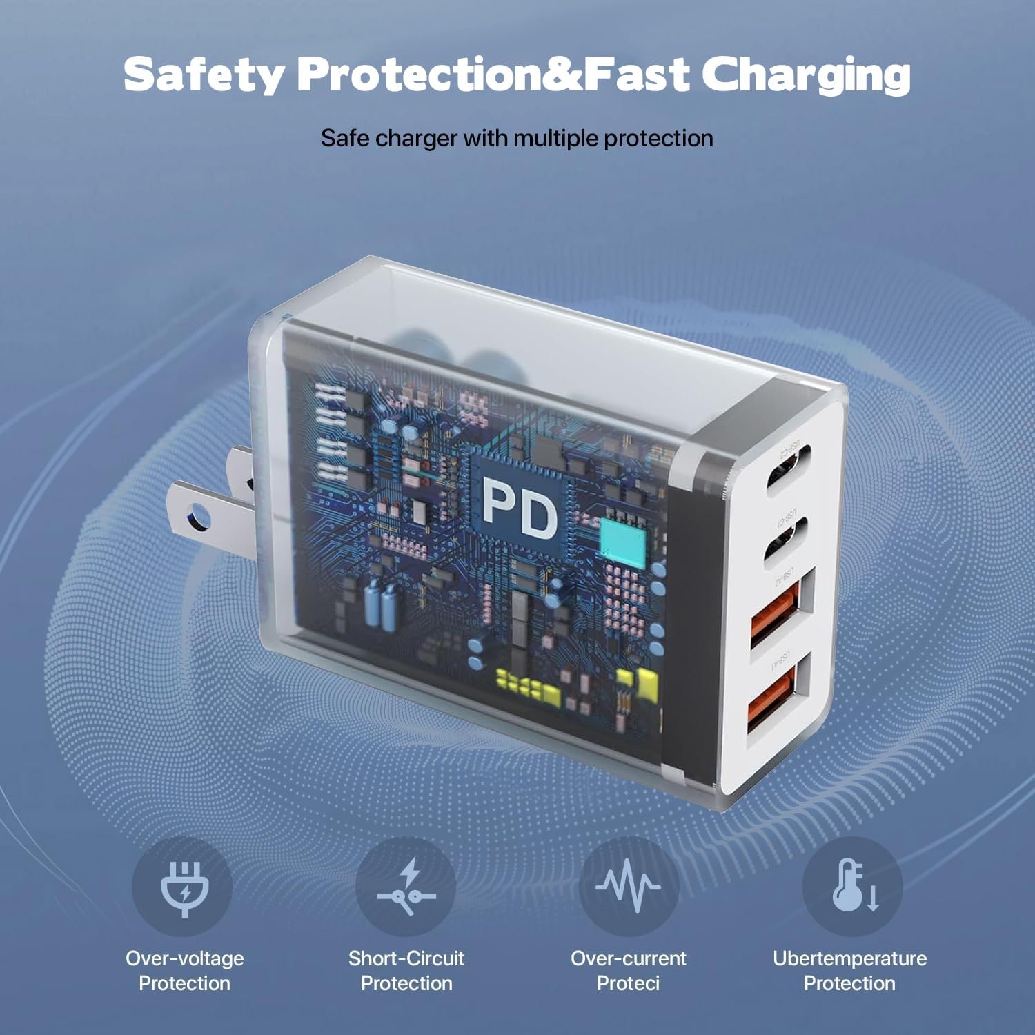 40W 4口 USB-C PD快充充电块2包：留学生海外租房充电神器，一块搞定手机平板笔记本，熬夜赶due电量稳住学习旅行无忧