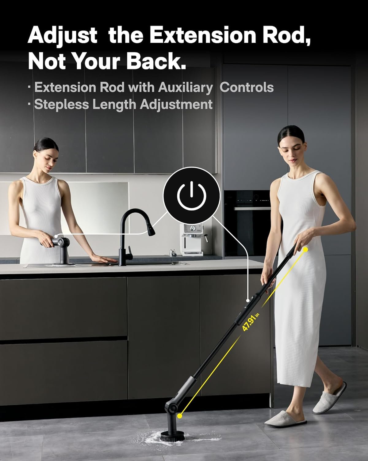 无线电动旋转清洁刷 伸缩手柄调节角度 IPX7防水 8替换刷头 留学生海外小窝浴室零弯腰刷净瓷砖浴缸