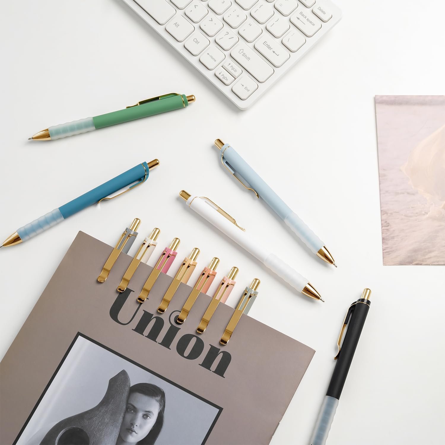 黑色中性点1mm圆珠笔 超软握把回弹笔 留学生课堂速记笔记神器 (金色12支)